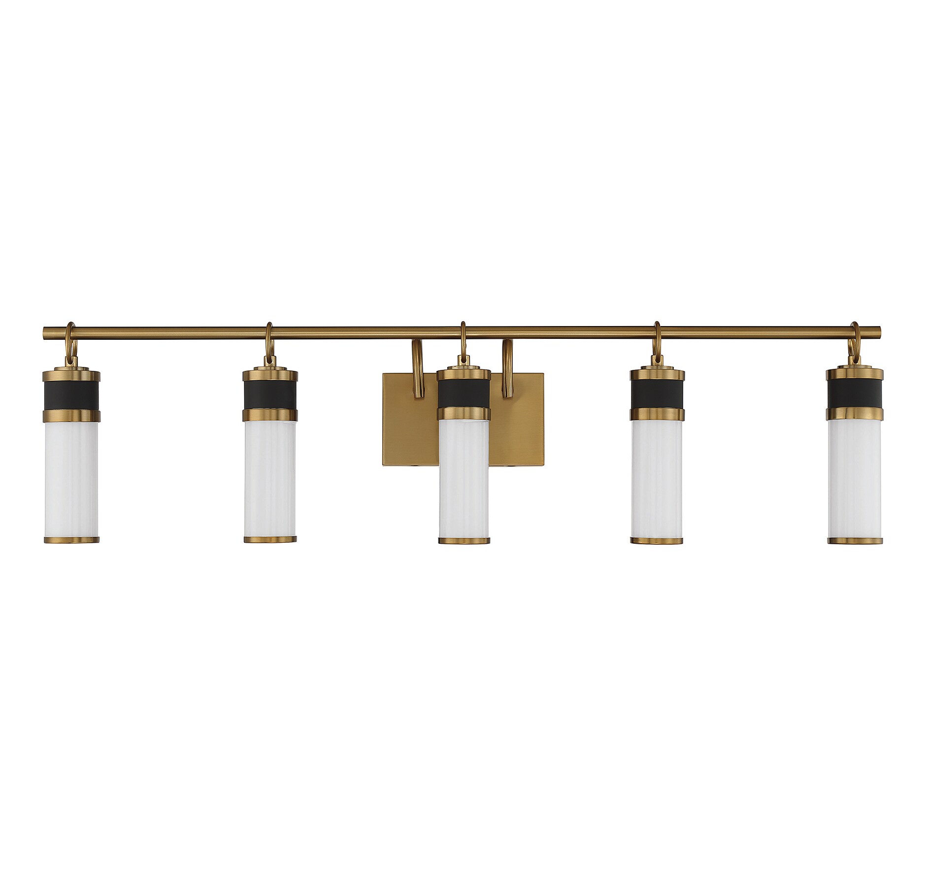 Matte Black and Warm Brass 5-Light LED Bathroom Vanity Fixture