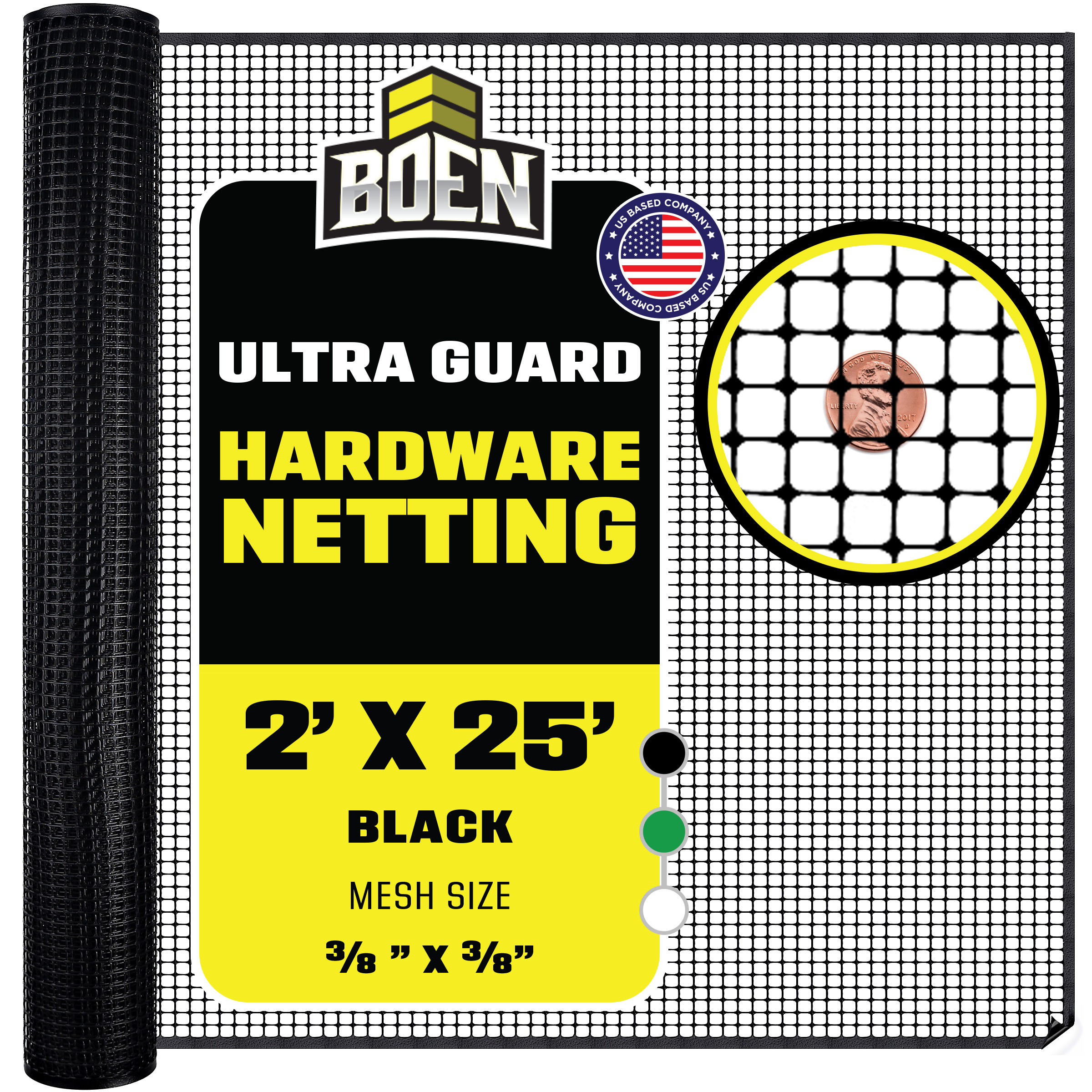 BOEN HL-60011 25-ft x 2-ft 7 -Gauge Black Plastic Extruded mesh Rolled Fencing