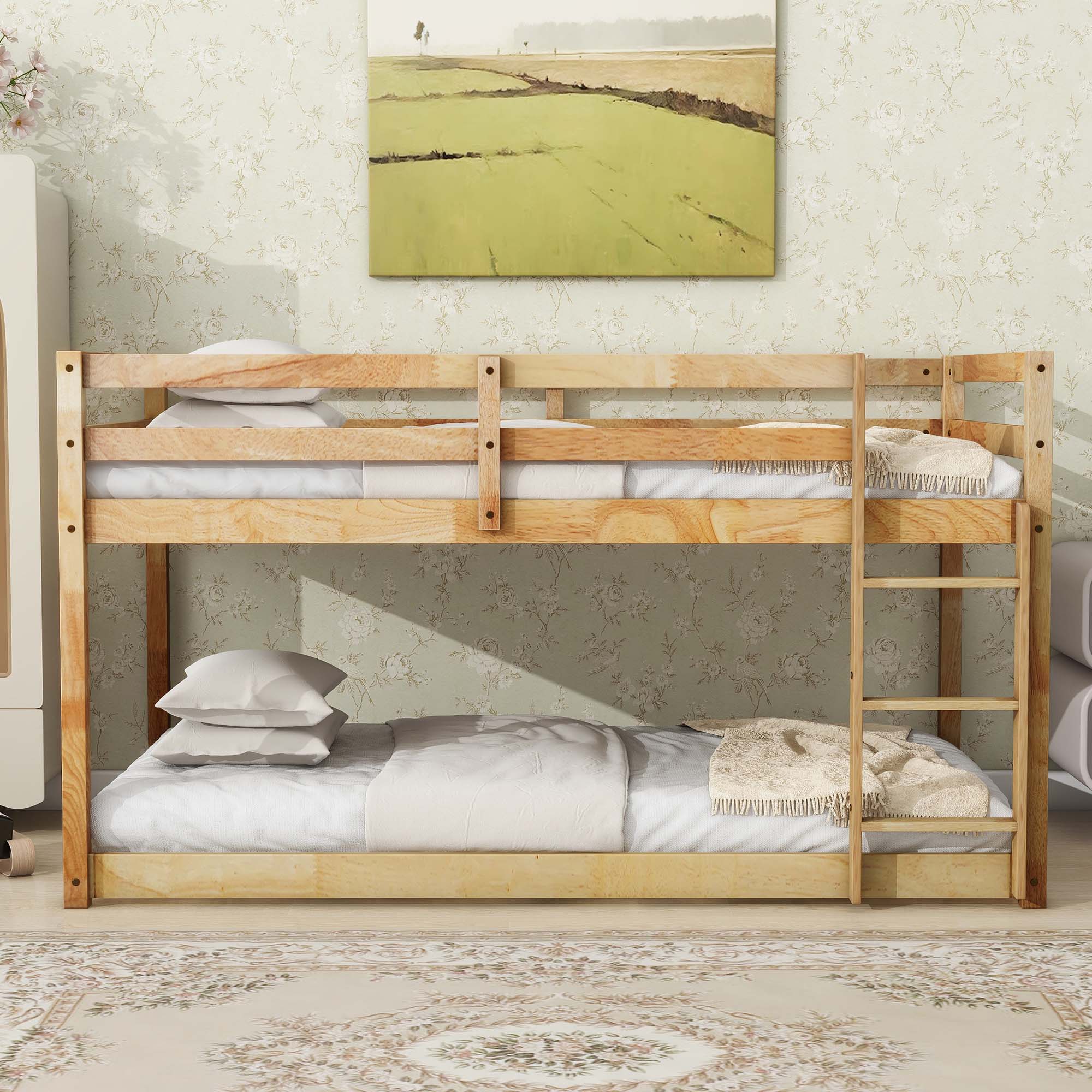 Sunrinx MG11-BD-17 Natural Wood Twin over twin Bunk Bed