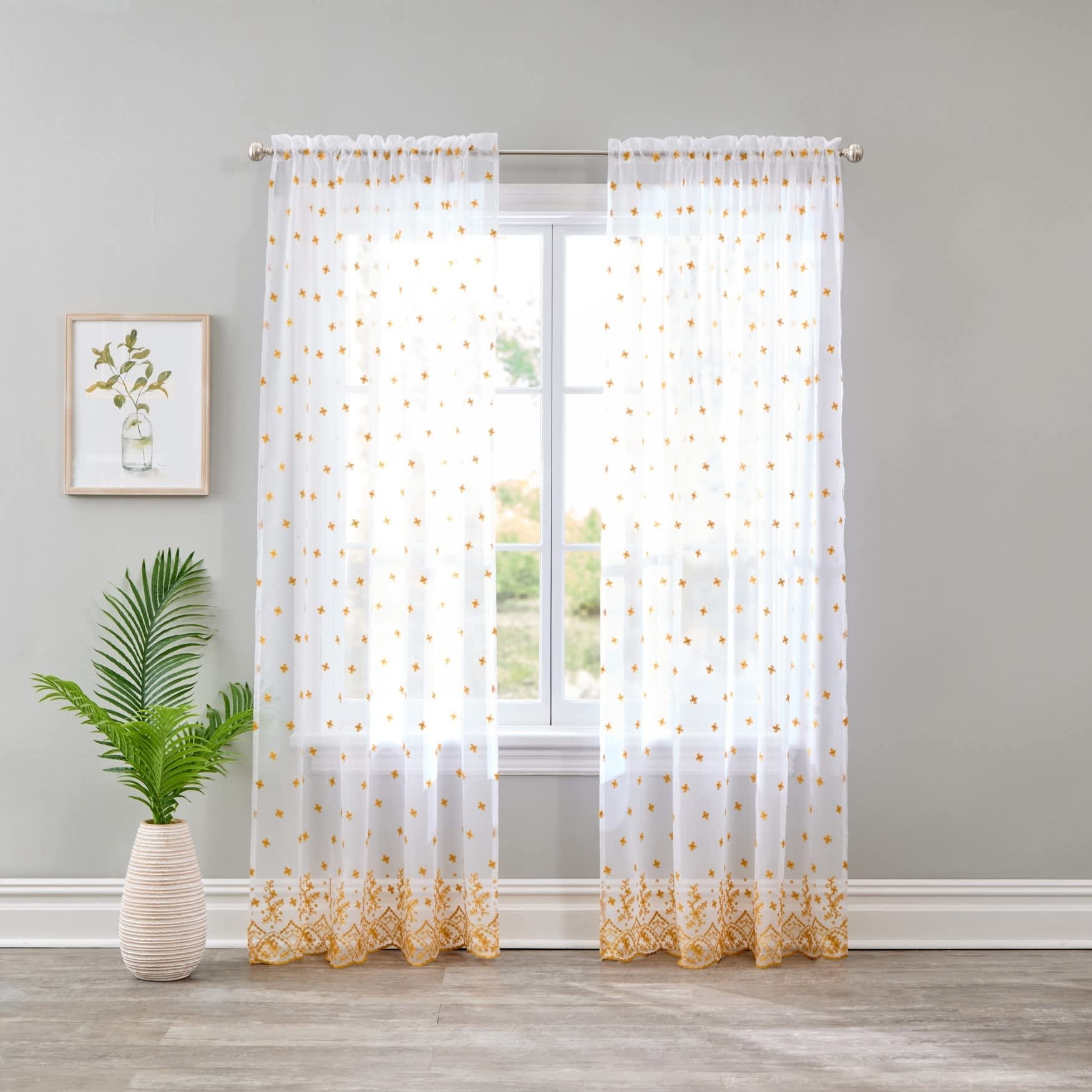 BrylaneHome 195844880045 Embroidered Voile Panel