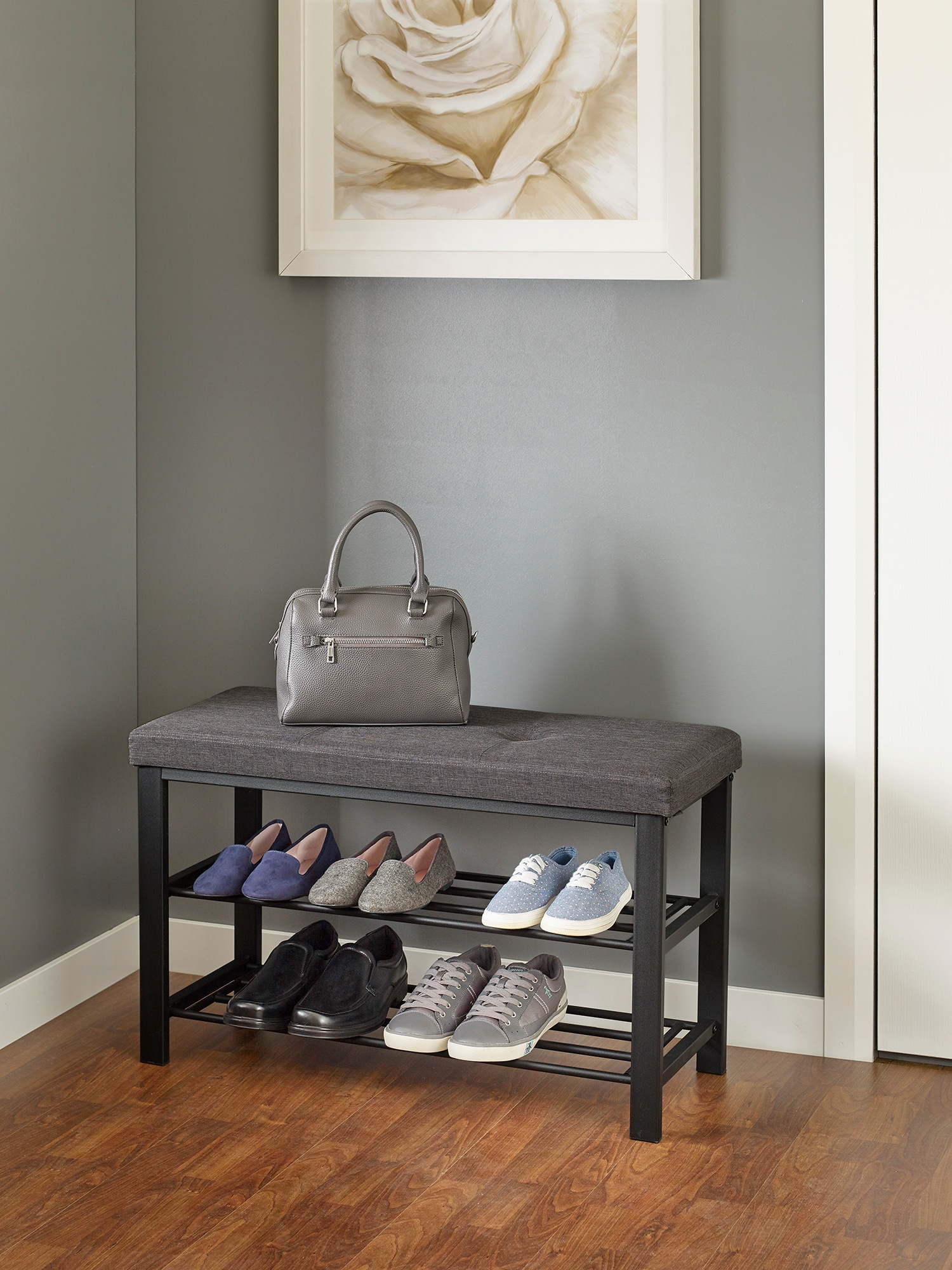 neatfreak Modern Gray Storage Bench 31.88 in x 12.59 in x 19.48 in