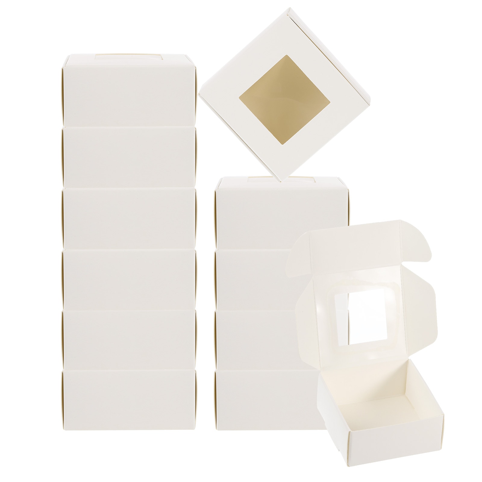 PATIKIL 2.5x2.5x1inch Paper Soap Box with Window 30pcs Homemade Soap Boxes Square Presents Packaging Boxes for Birthday Christmas DIY Craft White