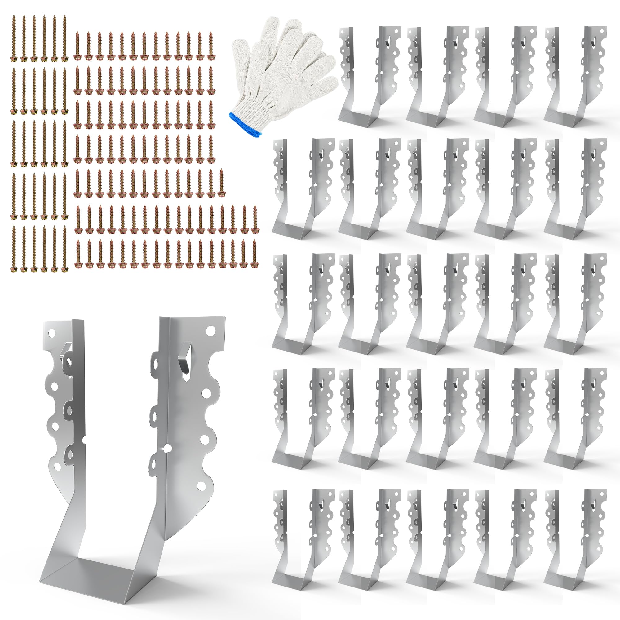 Yichuhaoxi  25 Pack 2x6 Joist Hangers with Screws Galvanized Face Mount Rafter Brackets for Wood Hurricane Ties for Rafters and Deck Connectors