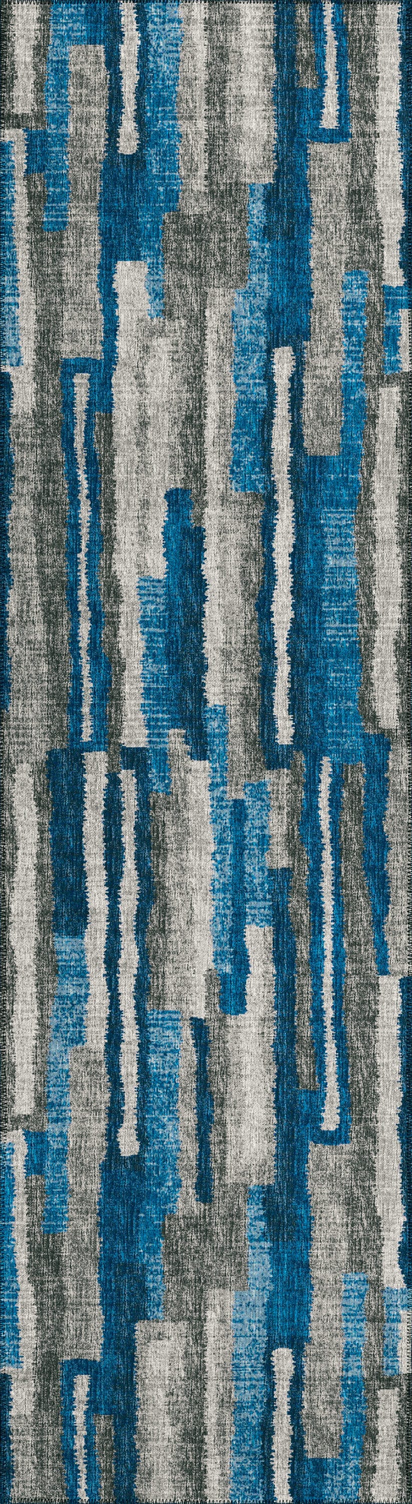 Addison Rugs ABV37BL2X8 Bravado 2 x 8 (ft) Chenille Blue Rectangular Indoor/Outdoor Stripe Southwestern Machine washable Runner rug