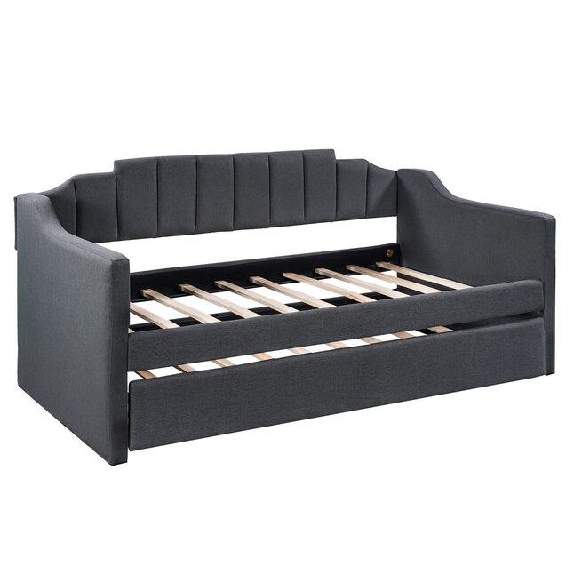 JASMODER Black Twin Contemporary Platform Bed in the Beds department at ...