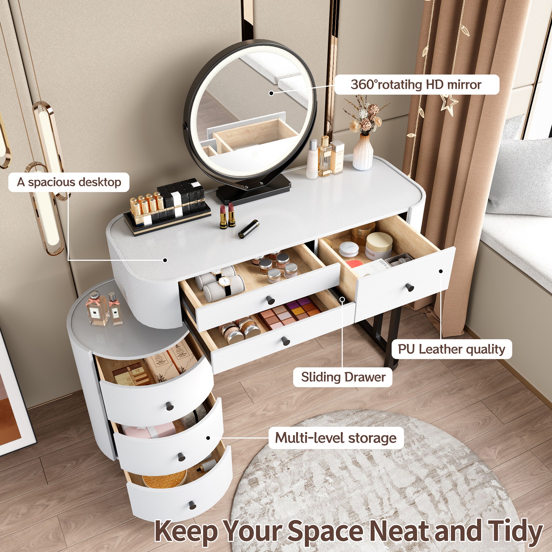 SINOFURN SYD250017WT Bedroom-Vanities - View #5