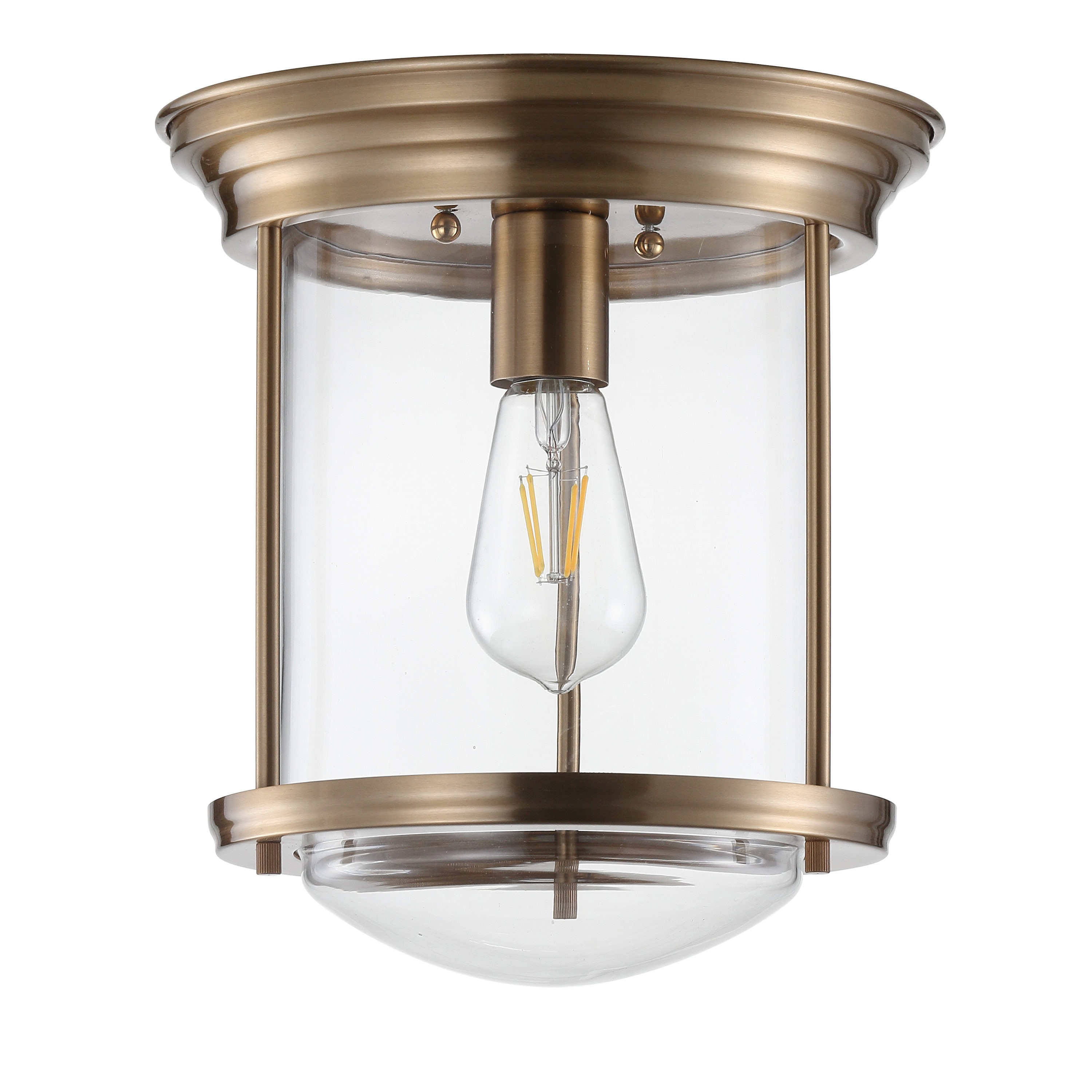 Savannah 10.25" Brass and Glass LED Flush Mount Light