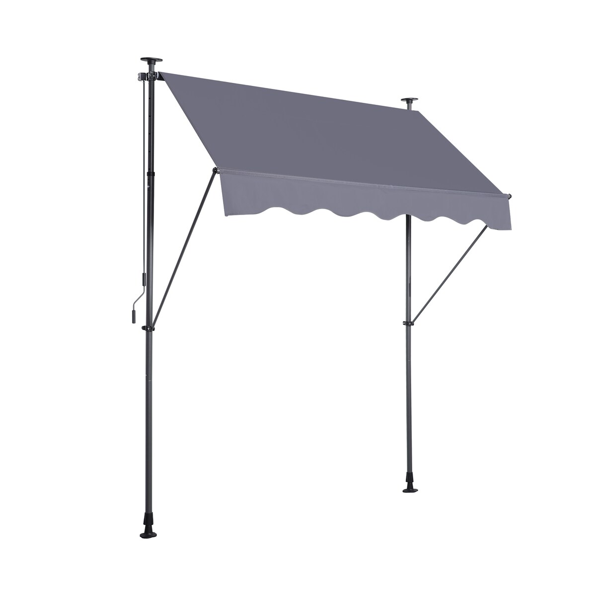 Loheer Manual Retractable Awning 118-in W Gray Non-Screw Patio Sun Shade Canopy