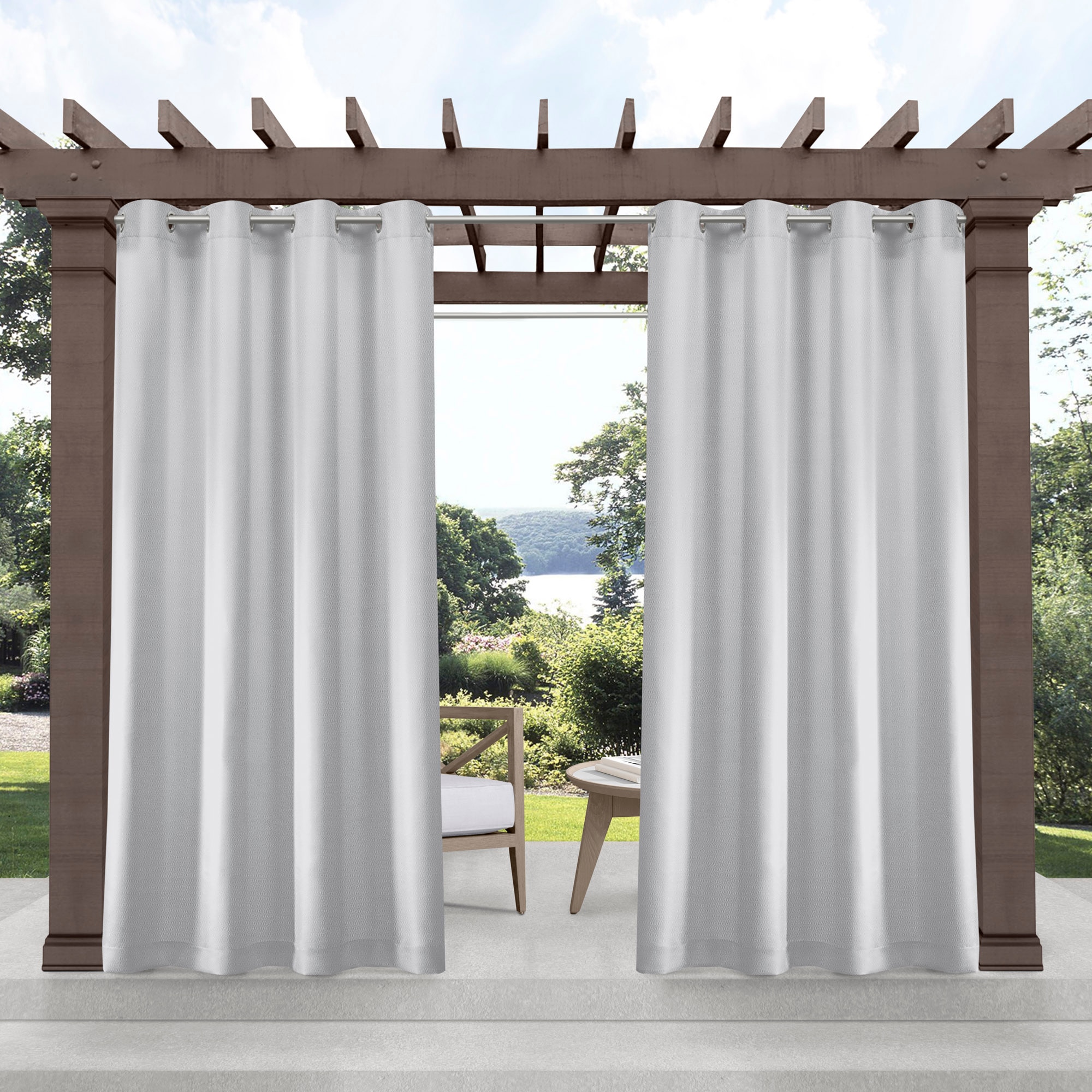 Exclusive Home EH8000-06 2-96G 96-in Outdoor Cloud grey Light filtering Grommet Curtain panel pair