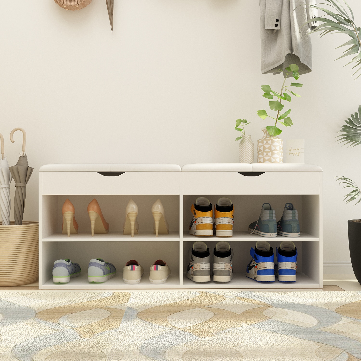FUFU&GAGA KF170280-01 21.2-in H 2 Tier 5 pair White Composite Shoe organizer