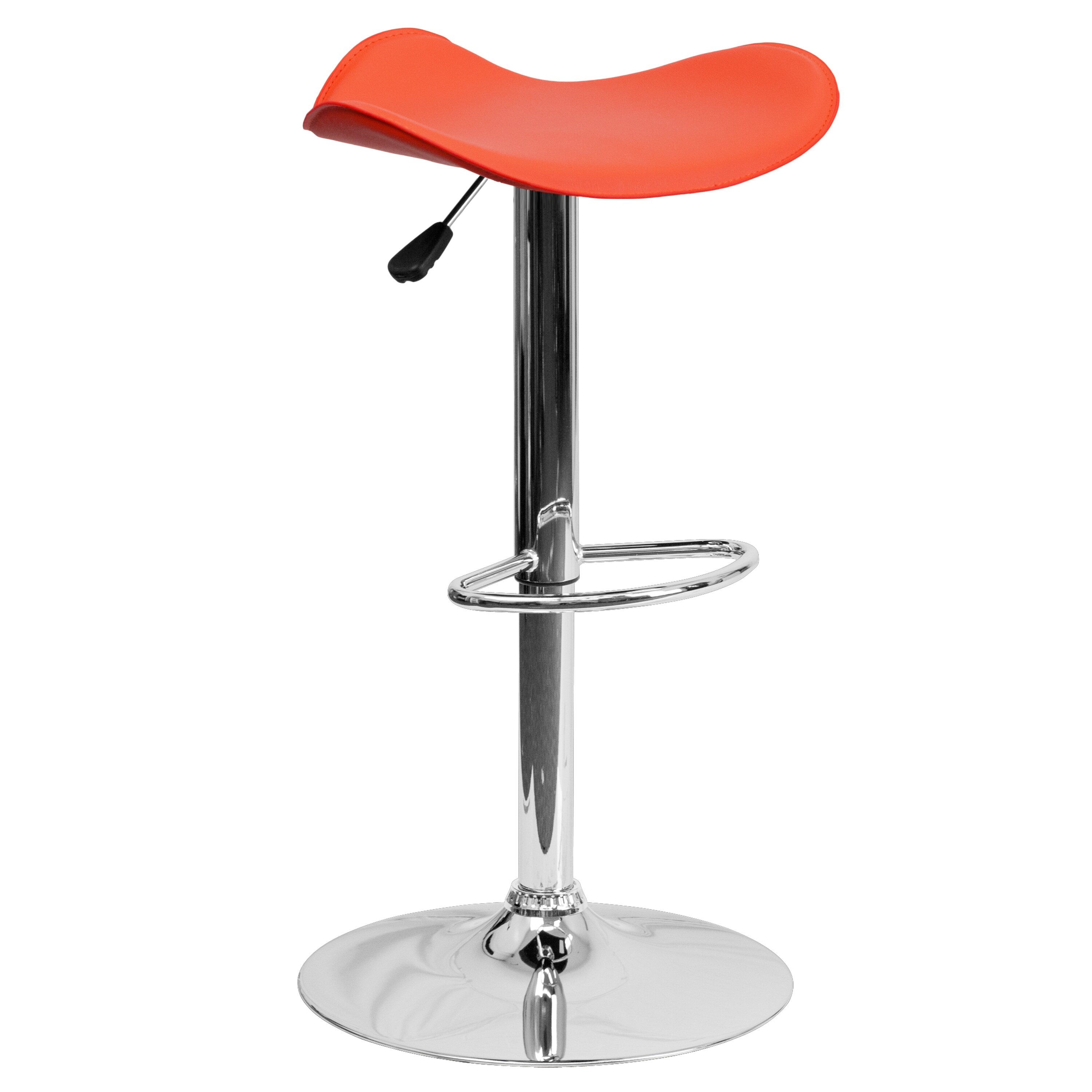 Flash Furniture 847254066846 Orange 23.75-in H Adjustable Height Short Saddle seat Upholstered Swivel Metal Bar Stool
