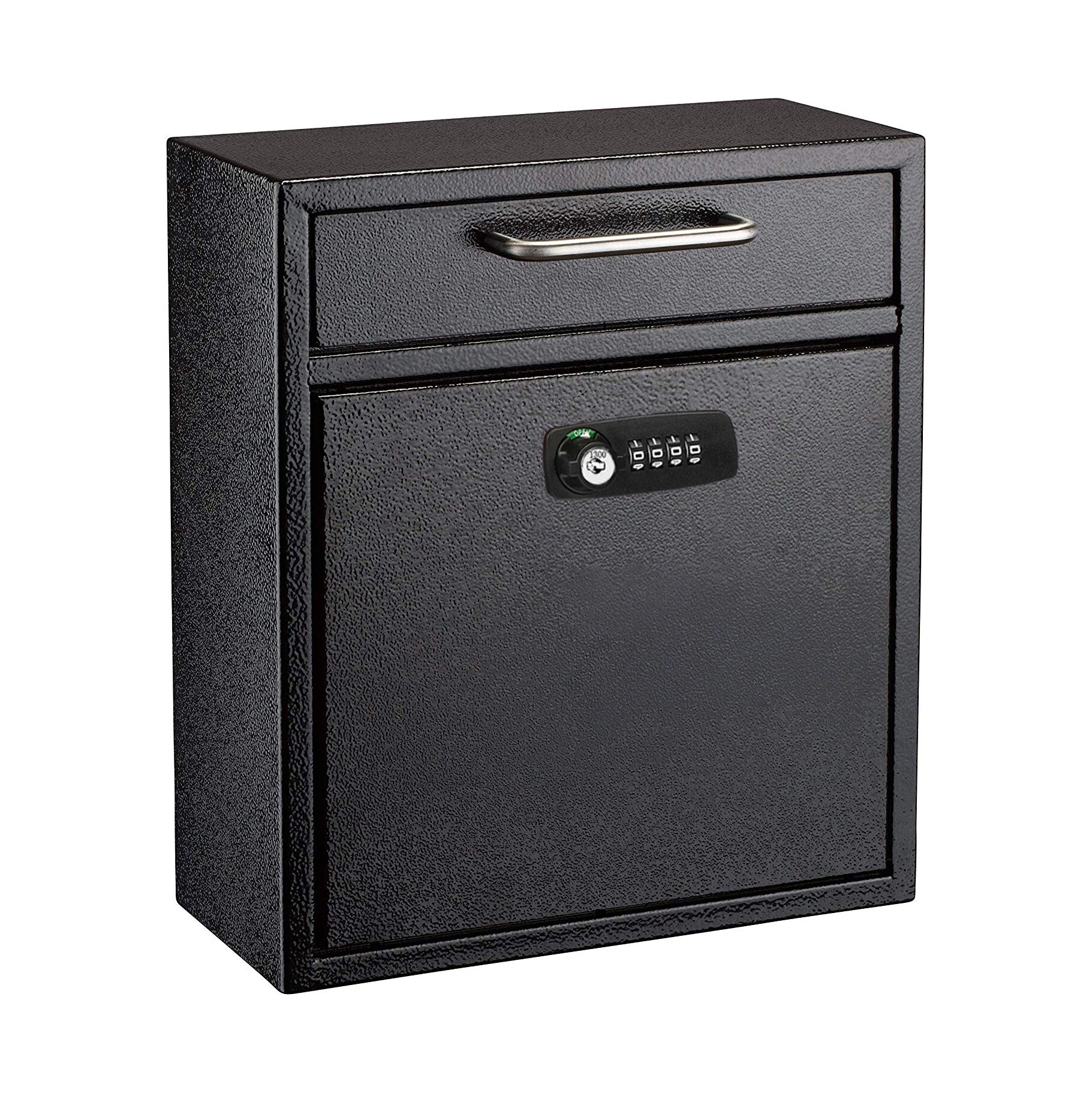 AdirOffice 631-05-BLK-KC Wall Mount Black Metal Lockable Mailbox