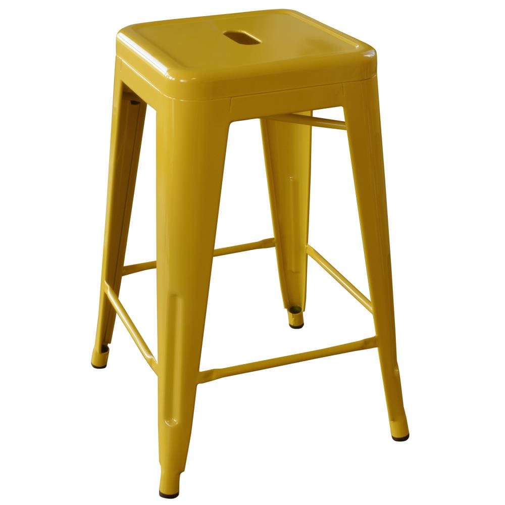AmeriHome BS24GOLDS Loft Series Gold 24-in H Small Stackable Metal Backless Bar Stool