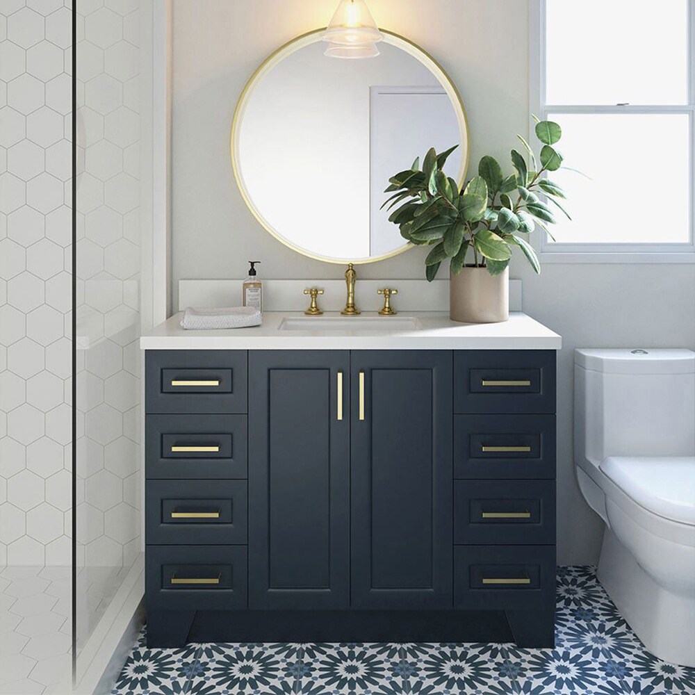 ARIEL Taylor 48-in Midnight Blue Bathroom Vanity Base Cabinet without ...