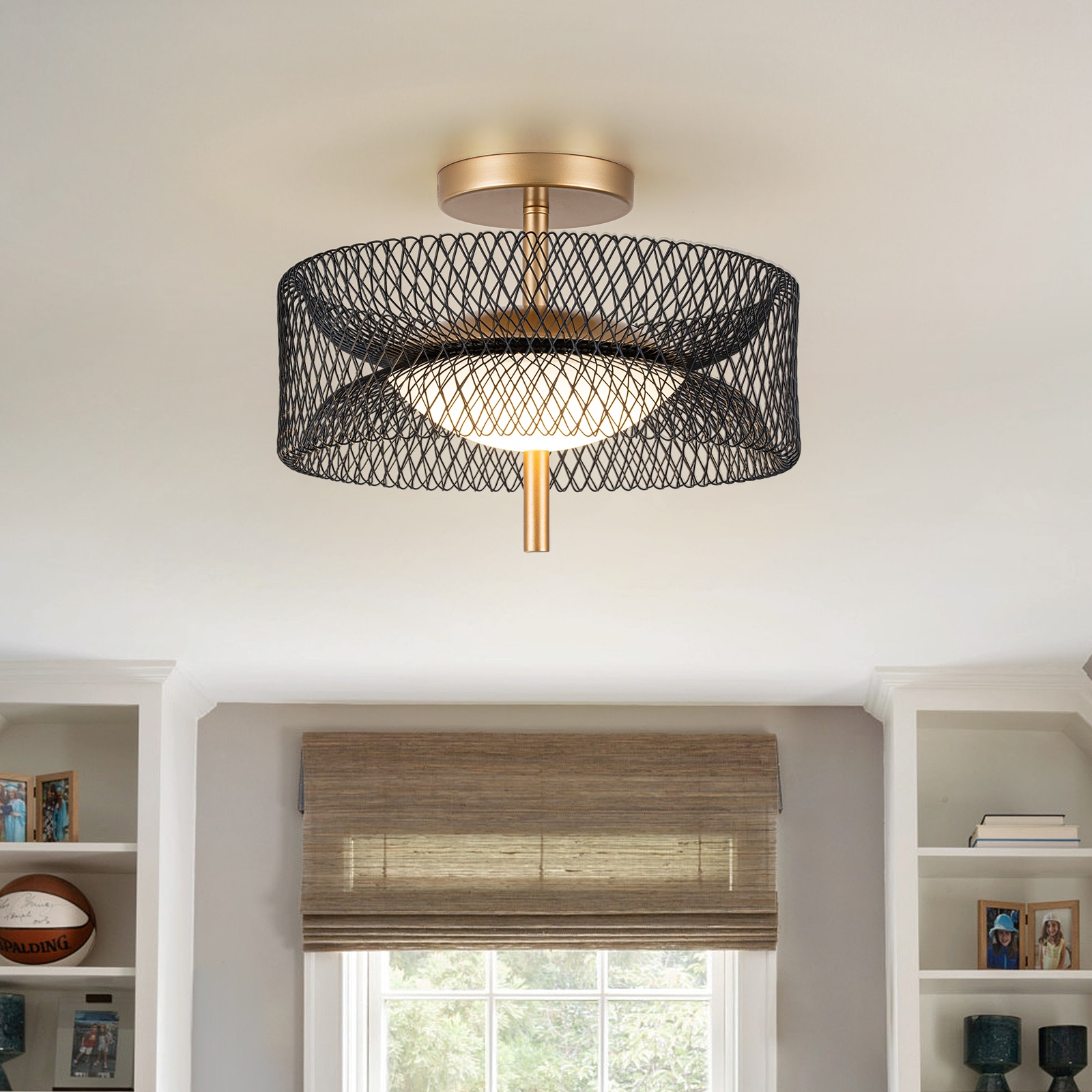EDISLIVE Y81010000048968 1 -Light 12.6-in Black Integrated LED Semi Flush Mount Light