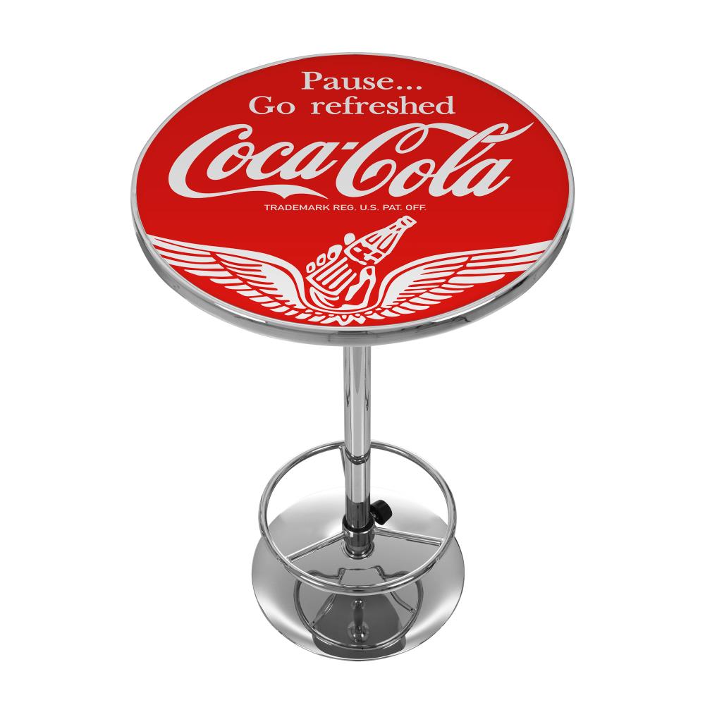 Trademark Gameroom COKE-2000-V16 Pub Tables Red Round Traditional Bar Table, Composite with Metal Pedestal Base 27.375-in L x 42-in H