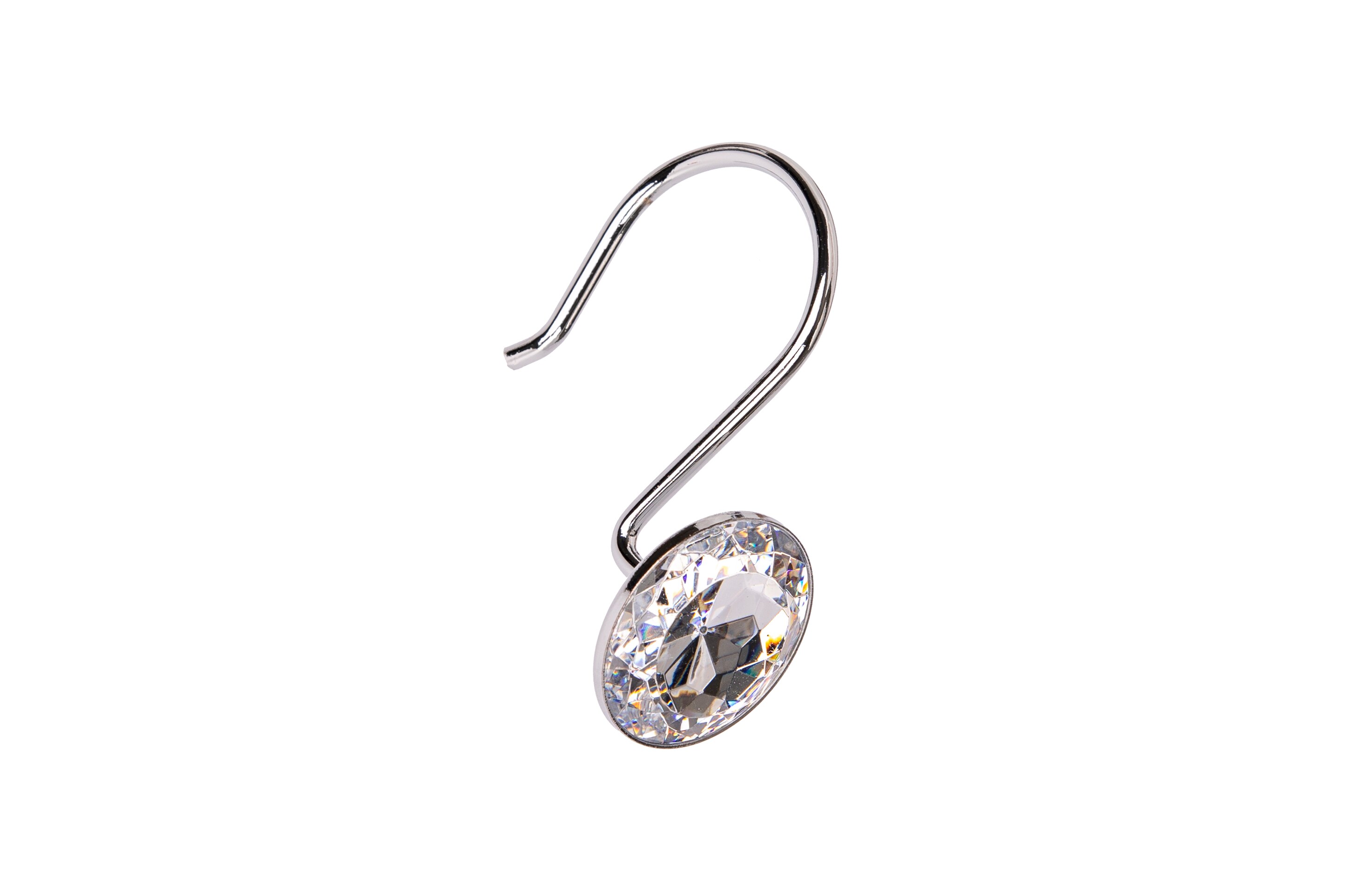Polished Chrome Crystal Design Shower Curtain Hooks Set