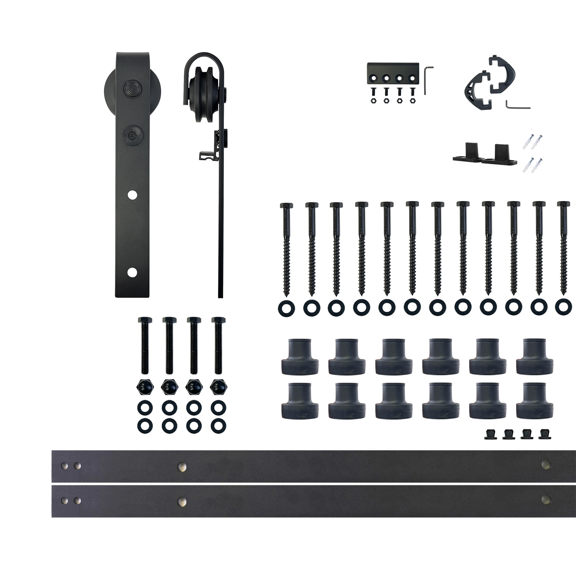 HOMACER YT1TGH180C 180-in Rustic black Black Indoor J-strap Single Barn door hardware kit