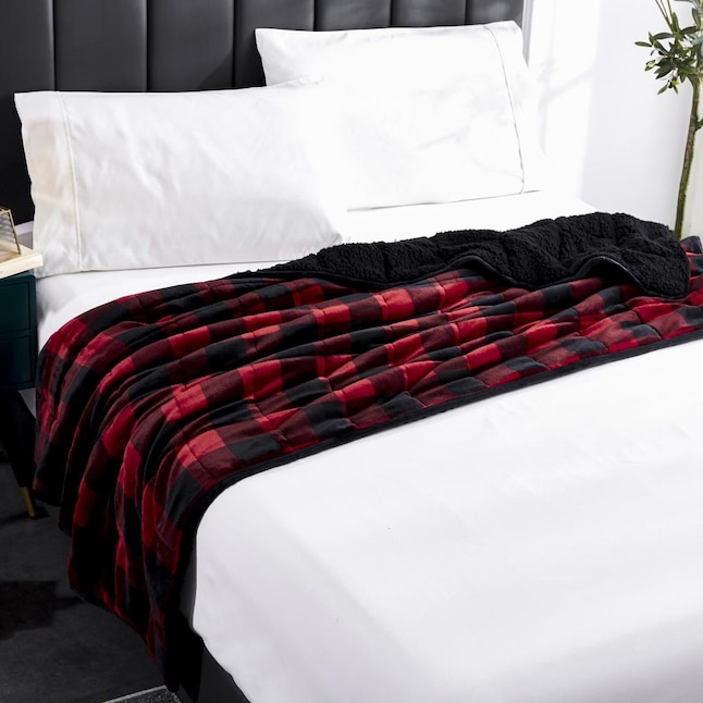 Rejuve Red Black Buffalo 48 In X 72 12 Lb Weighted Blanket The Blankets Throws Department At Com 12 Lb Weighted Blanket In The Blankets, King Size Bed Throws Argos