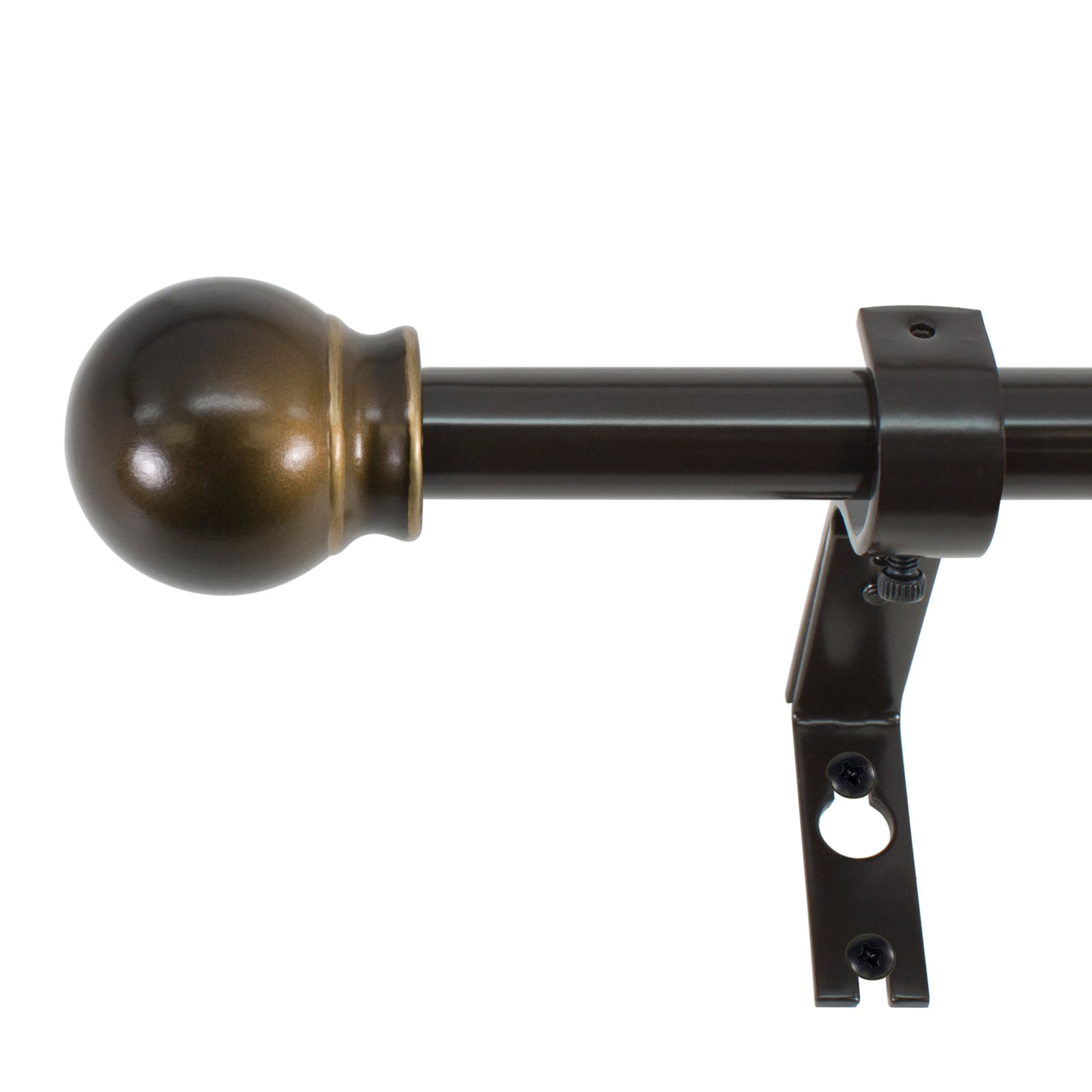 Decopolitan 30589-BAYORB 72-in to 144-in Vintage Bronze Steel Single Curtain Rod with Finials