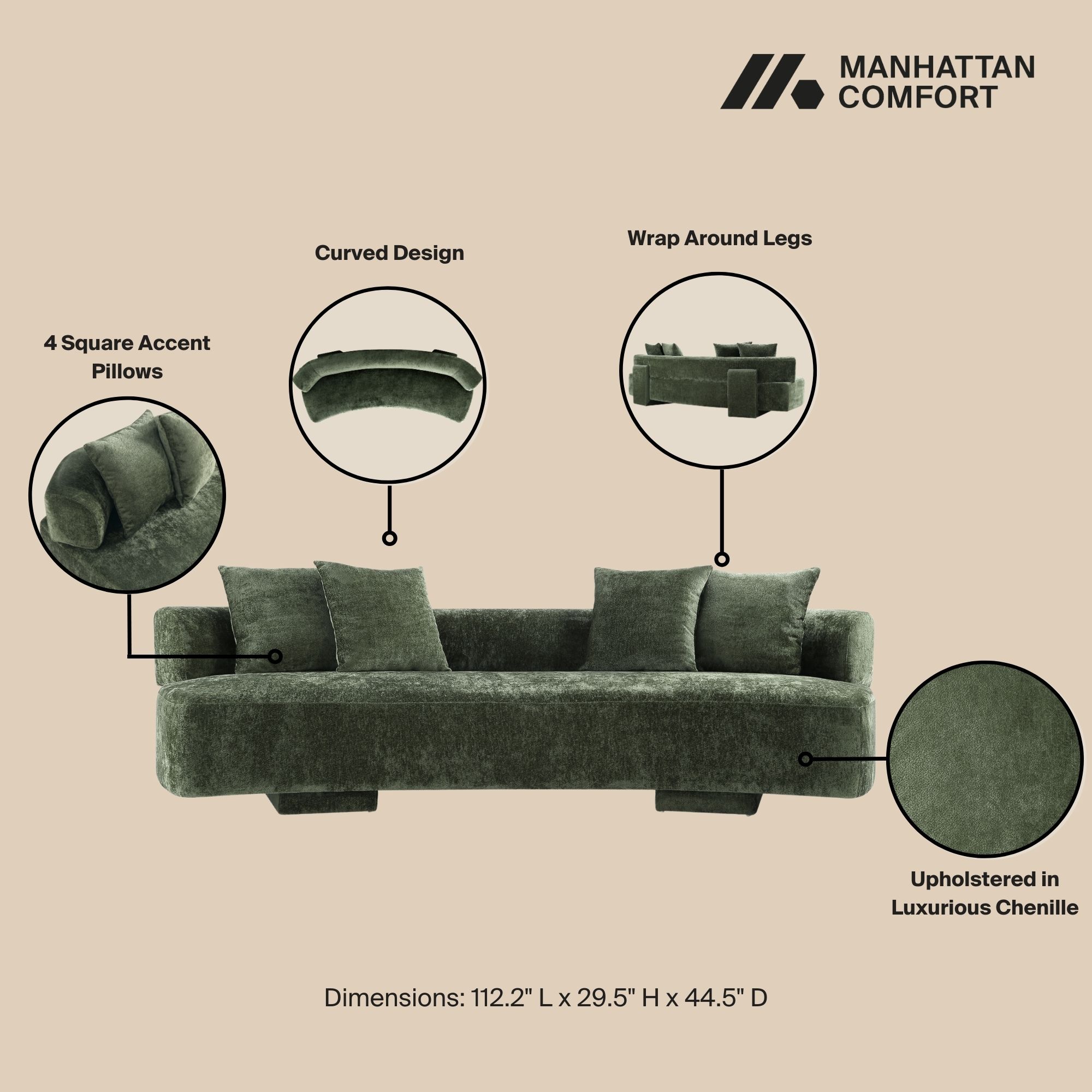 Manhattan Comfort SF016-OG Sofas-Loveseats - View #4