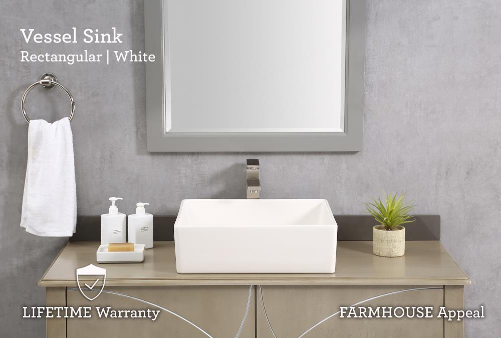 allen + roth White Drop-In Rectangular Traditional Bathroom Sink (21.26-in  x 18.5-in) at