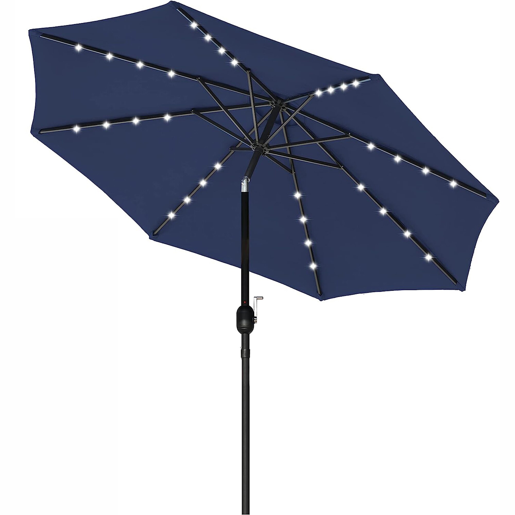 Fun Orange FUNHWCP112 9-ft Steel Blue Push-button Tilt Market Patio Umbrella with Lights