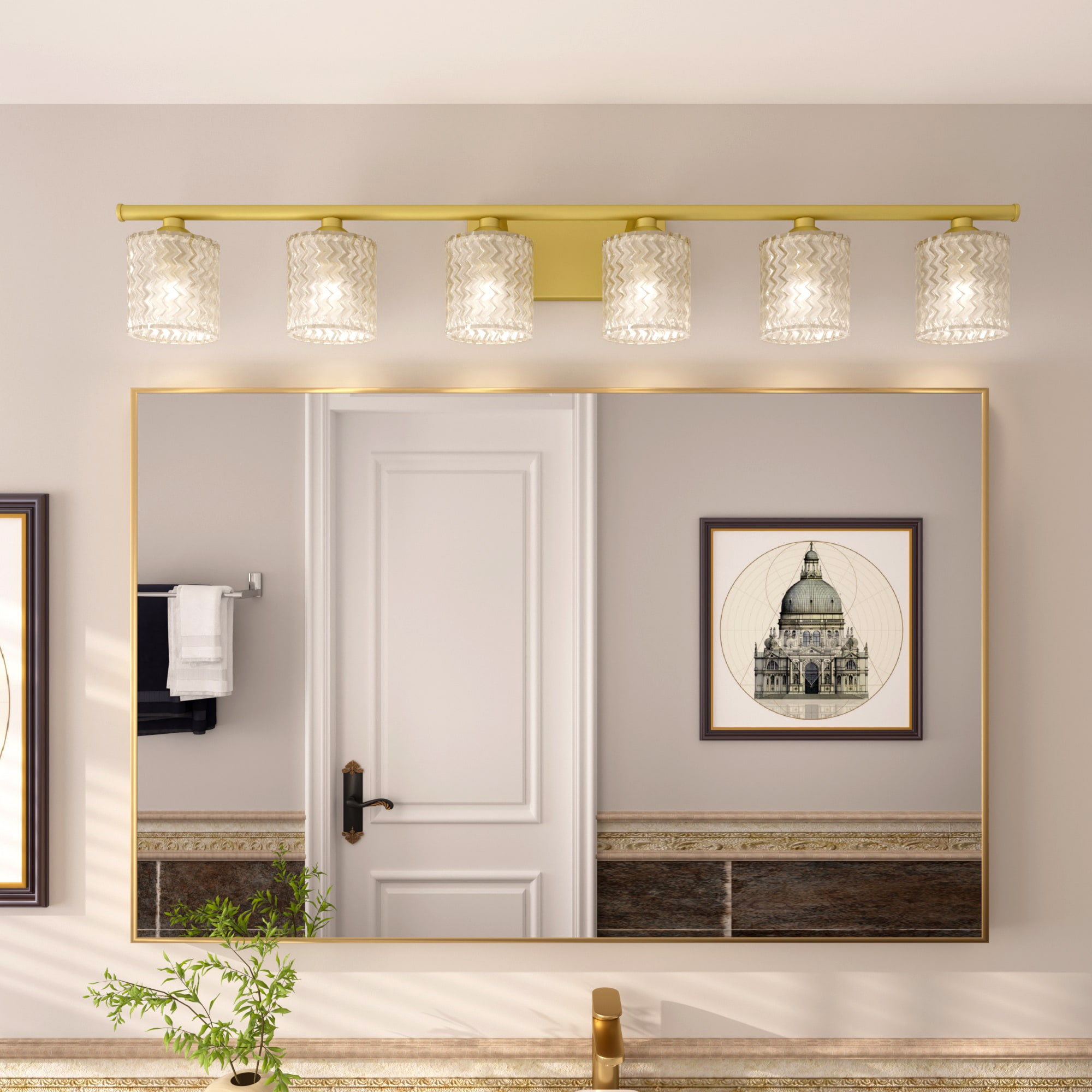 ACROMA 10006BG Washington 45-in 6 -Light Satin Brass Modern/contemporary Vanity light