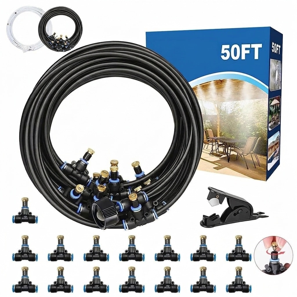 Etokfoks Outdoor Patio Misting Cooling System 50FT Water Mister Kit ...
