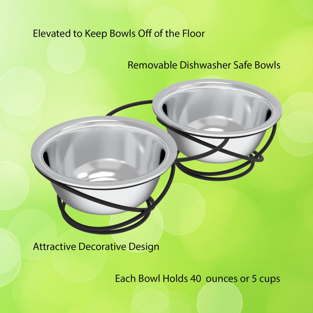 Pet Pal 40-oz Stainless Steel Dog/Cat Bowl(s) with Stand (2 Bowls) at