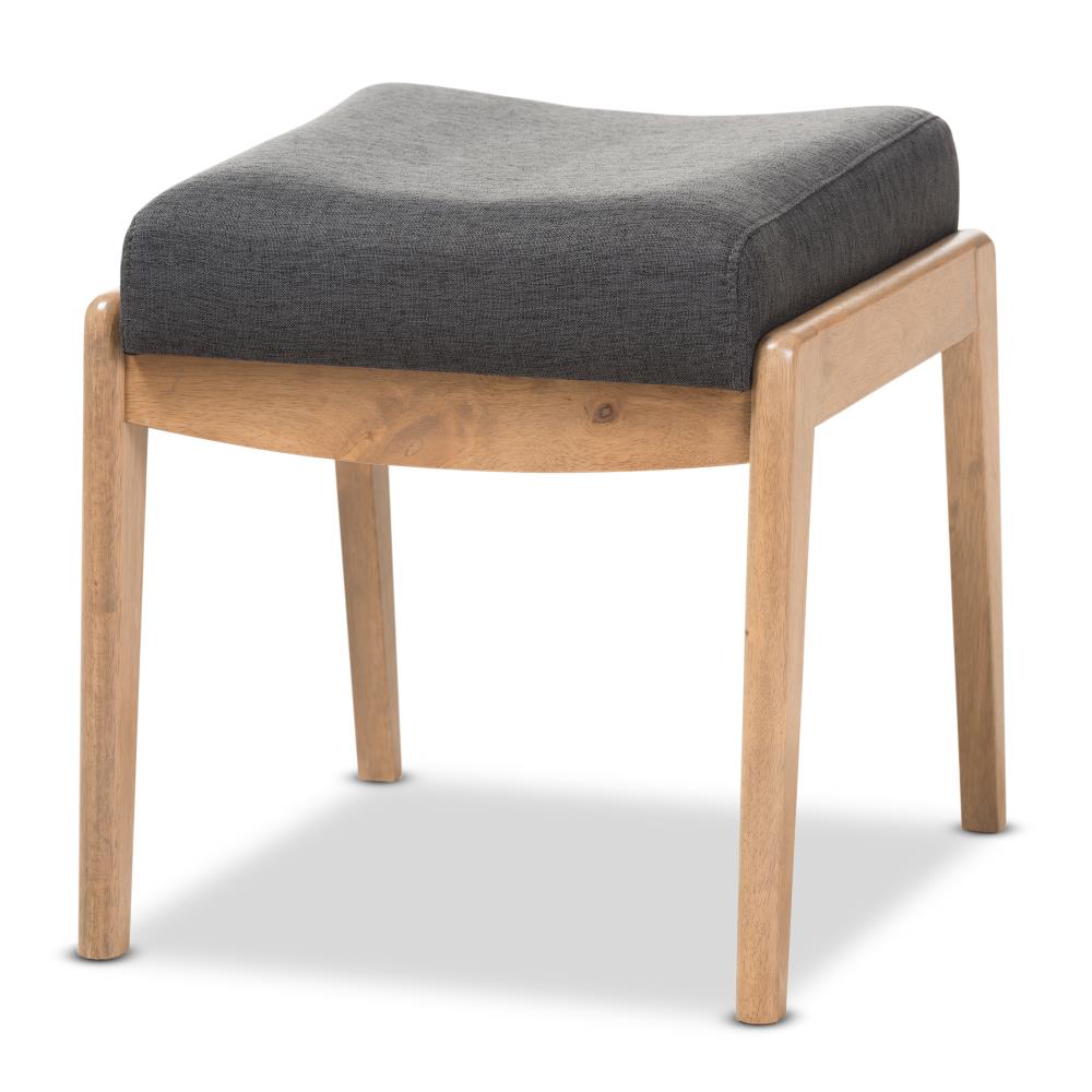Baxton Studio 141-7853-LW Wera Midcentury Charcoal Ottoman