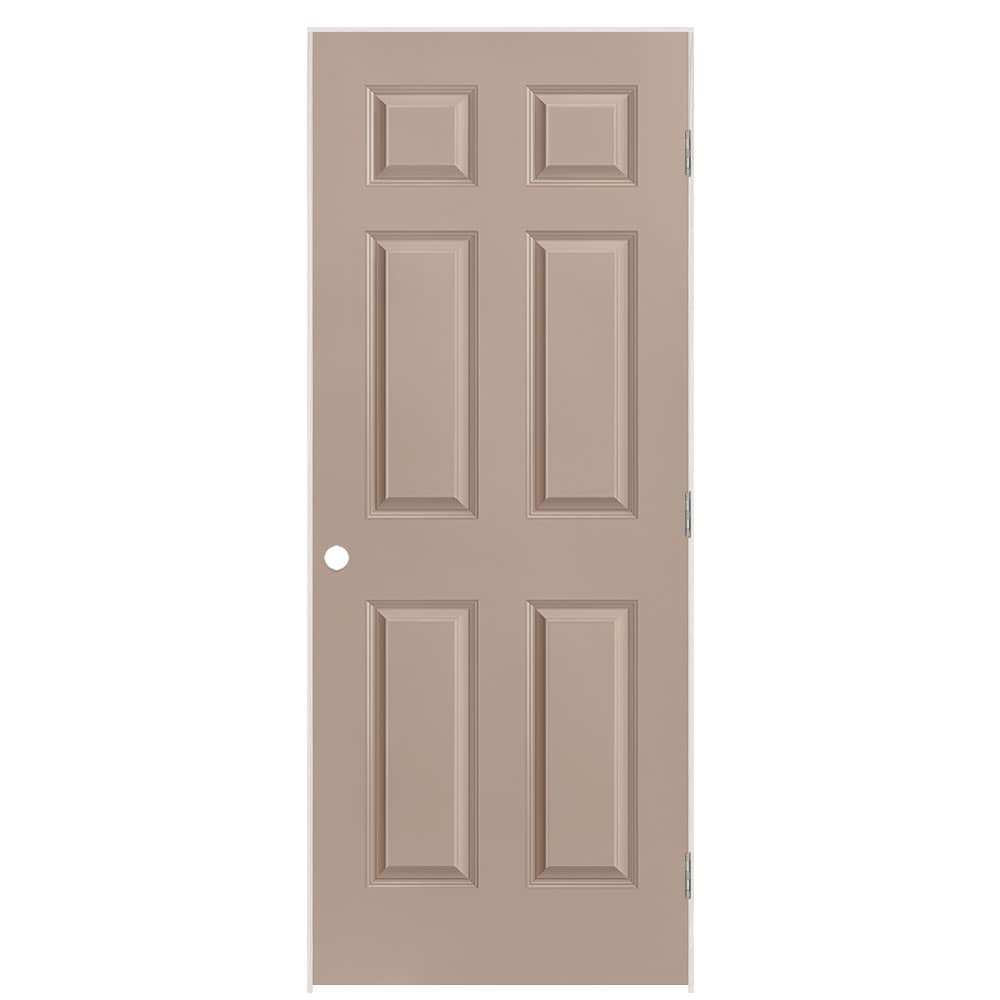 Masonite 1317372 32-in x 80-in Sandpiper Solid core 6-panel Right hand Smooth Prefinished Molded composite Flat Jamb Single Prehung Interior Door