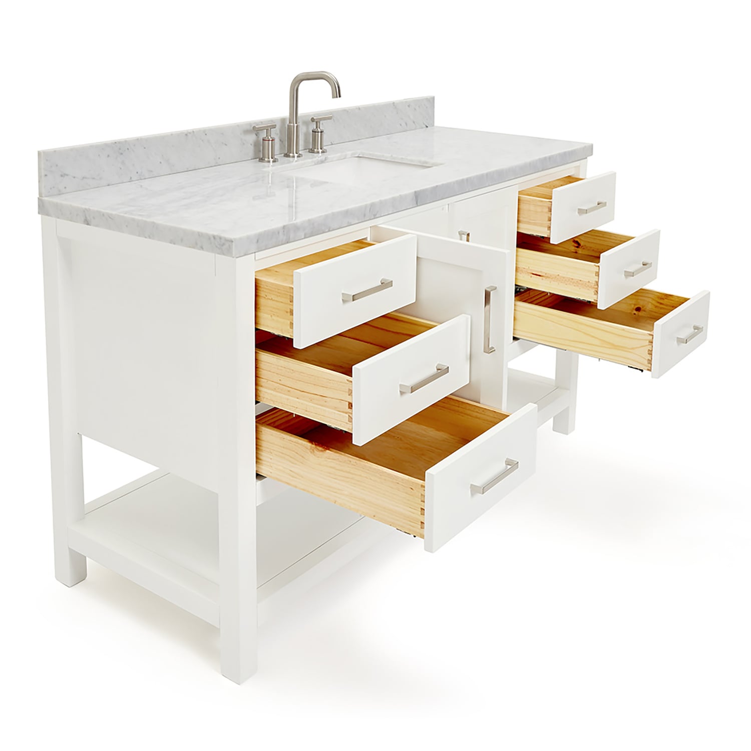 Magnolia 61" White Marble Top Freestanding Bathroom Vanity