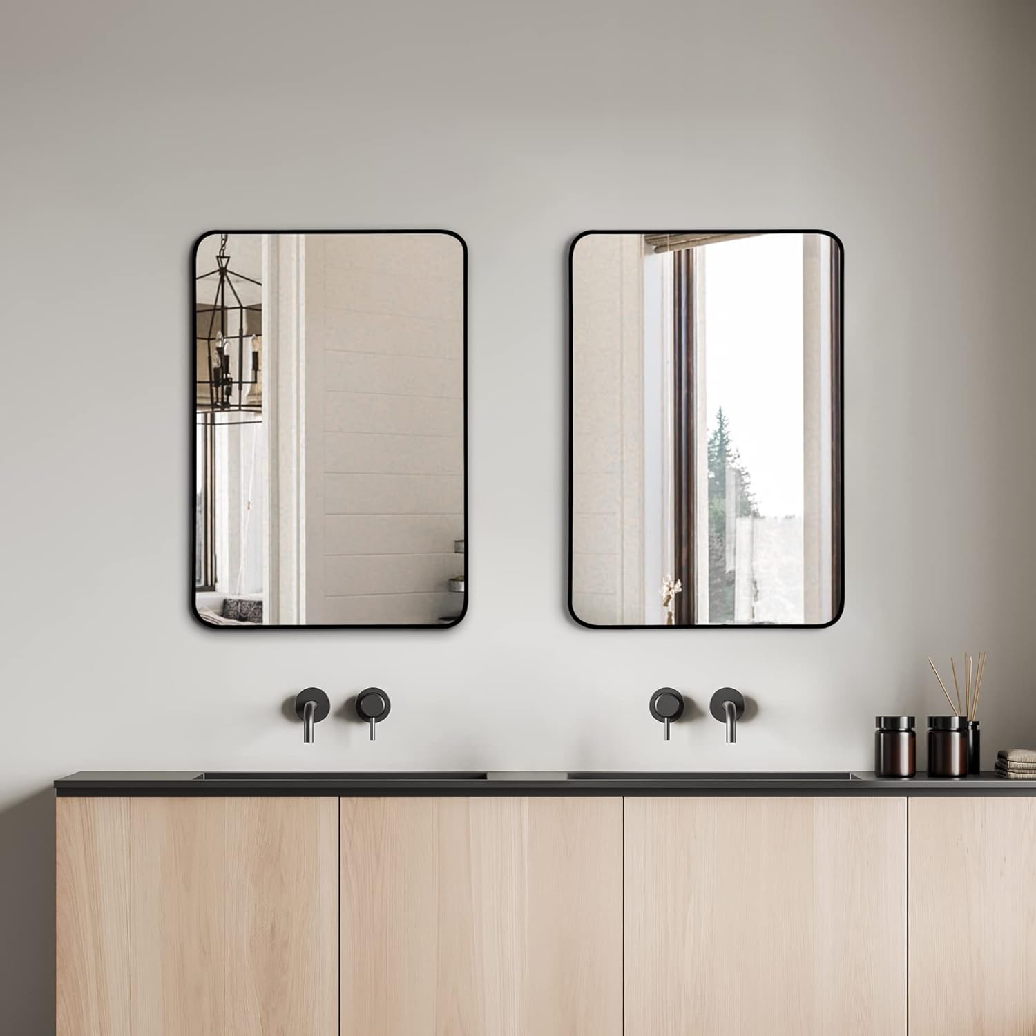 AAZJ 24-in x 32-in Bathroom Vanity Mirror (Black) JHR-MR2432BK at Lowes.com