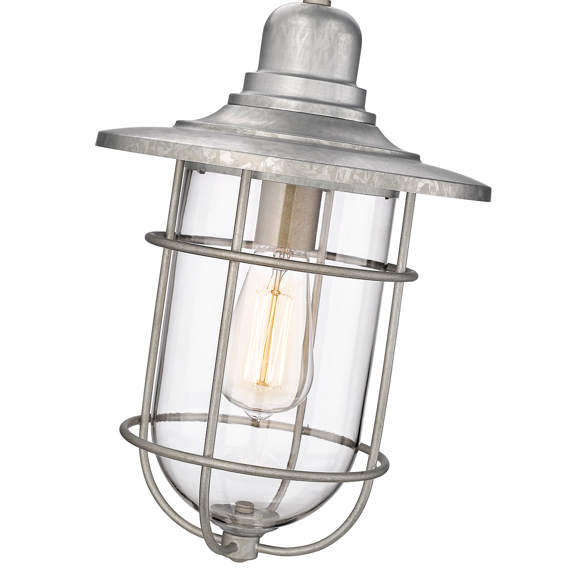 Galvanized Steel Glass Outdoor Hanging Lantern, 16" Height