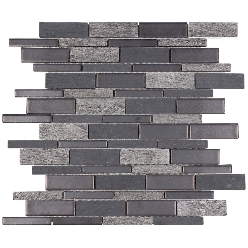 Dark Mountain 12-in x 12-in Crackled Natural Stone Slate Linear and Wall Tile (0.98-sq. ft/ Piece) | - Elida Ceramica LW0319403