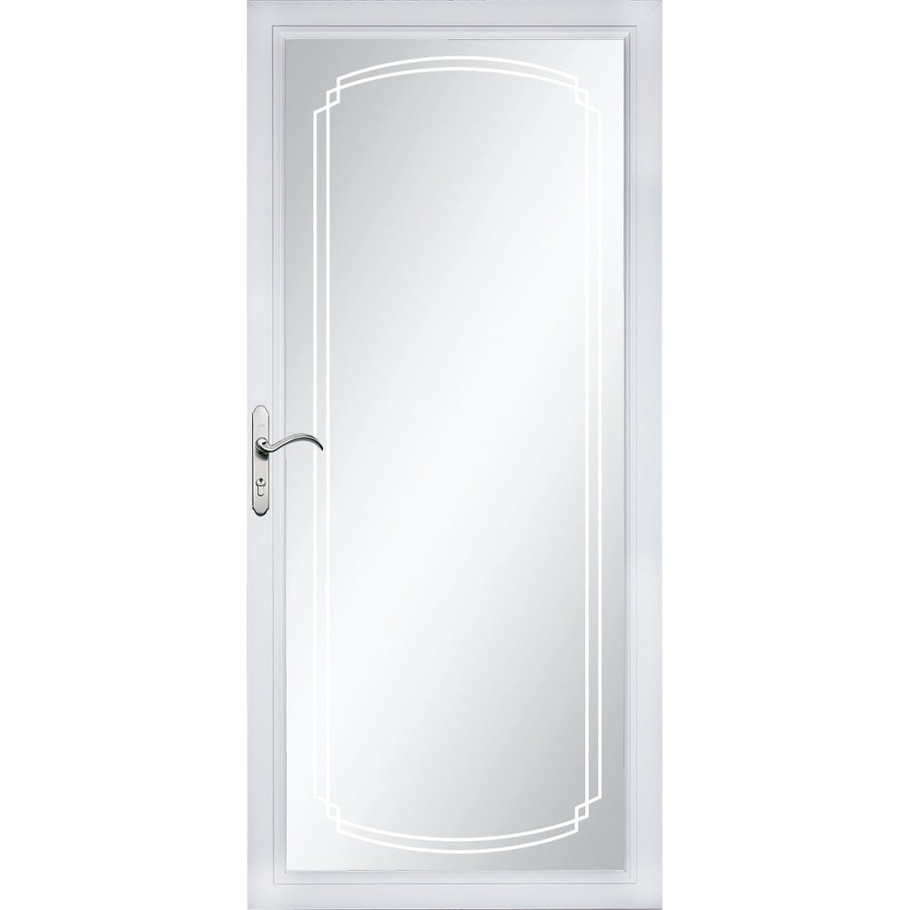 Select 36-in x 81-in White Full-view Interchangeable Screen Aluminum Storm Door with Satin Nickel Handle | - Pella 6000AB03217