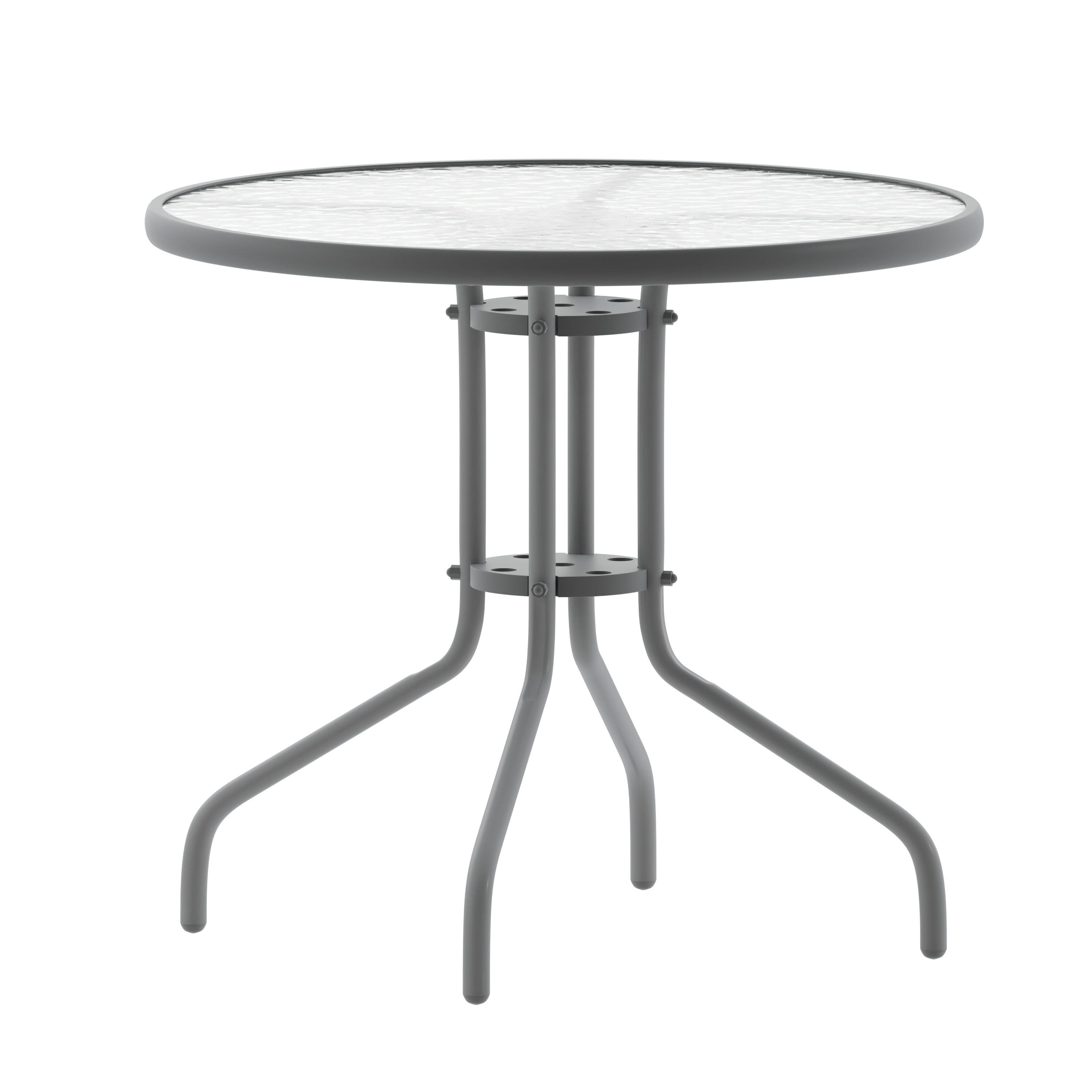 Flash Furniture 196861102219 Bellamy 31.5-in Silver Round Tempered Glass Metal Table
