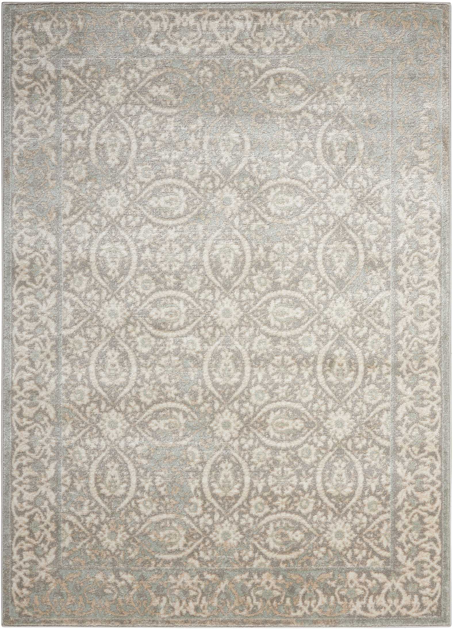 Serene Gray Floral Medallion 63'' Synthetic Area Rug