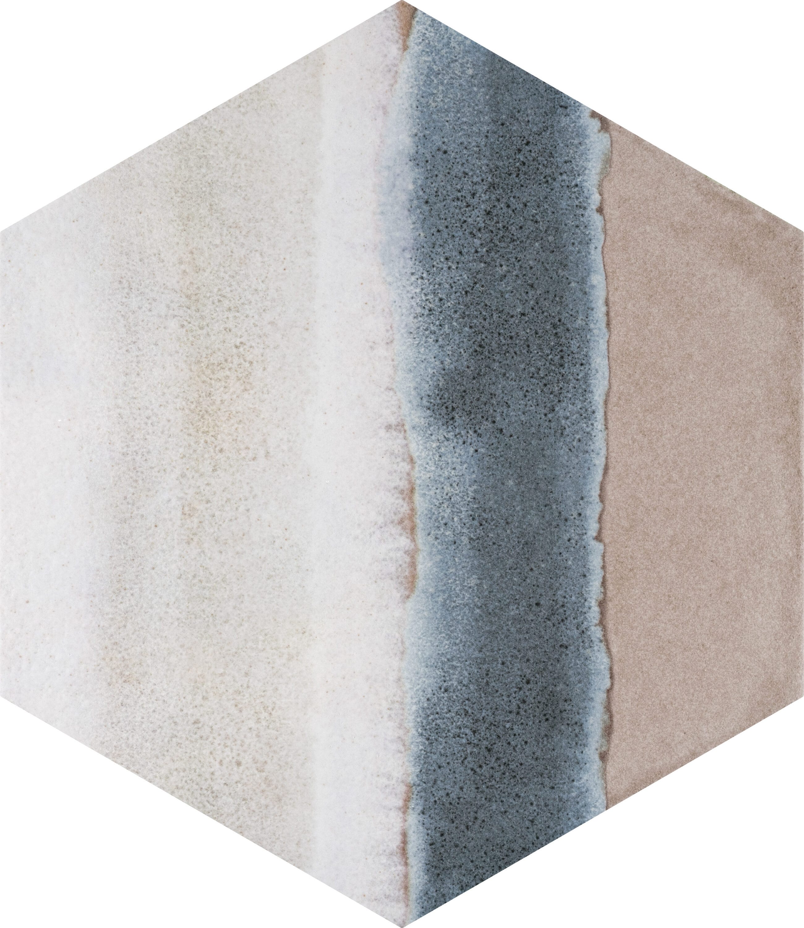 Taupe and Blue Hexagon Porcelain Floor and Wall Tile
