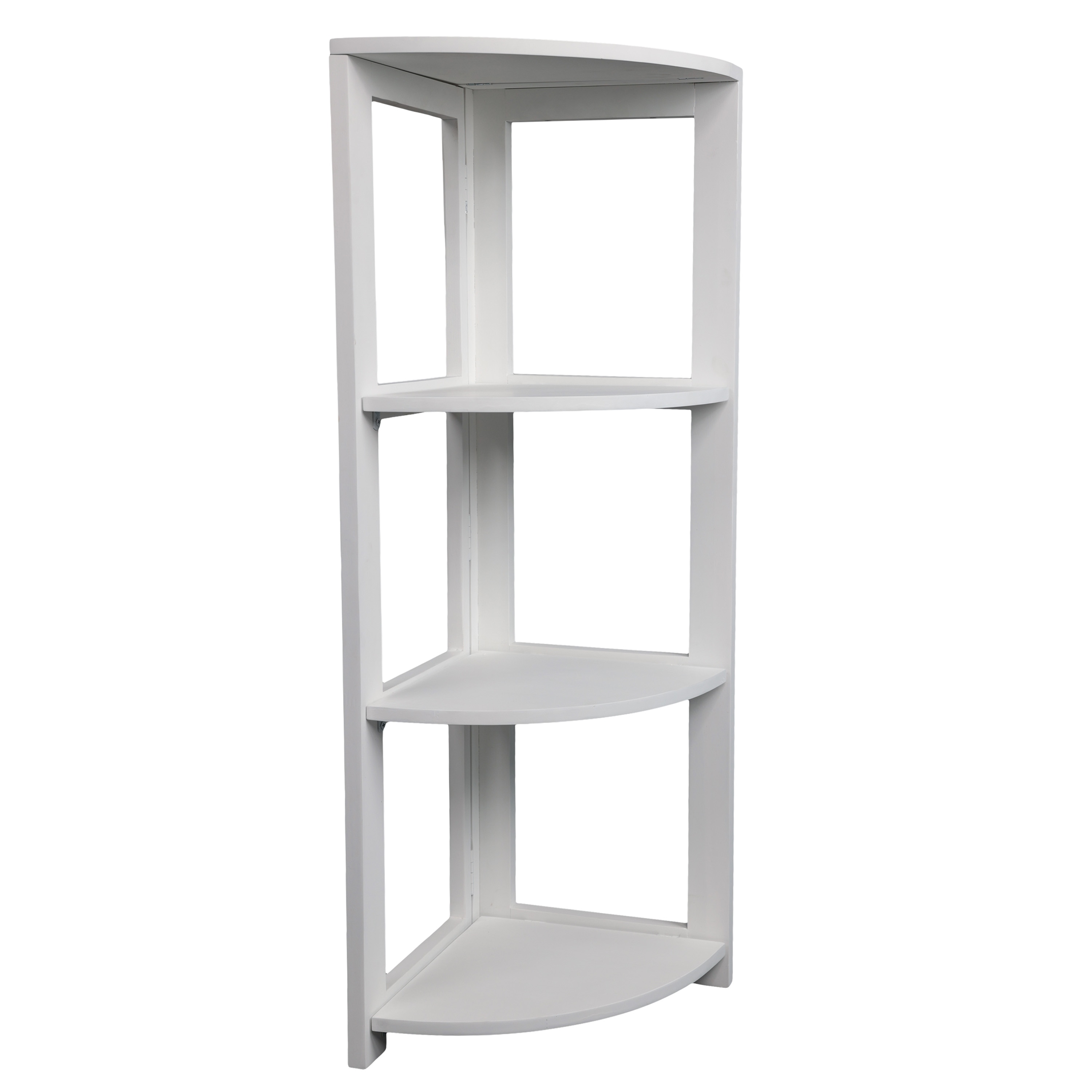 happimess - Terra 41 in. H Rustic Handcrafted Acacia Wood 4-Tier Indoor/Outdoor Folding Corner St...