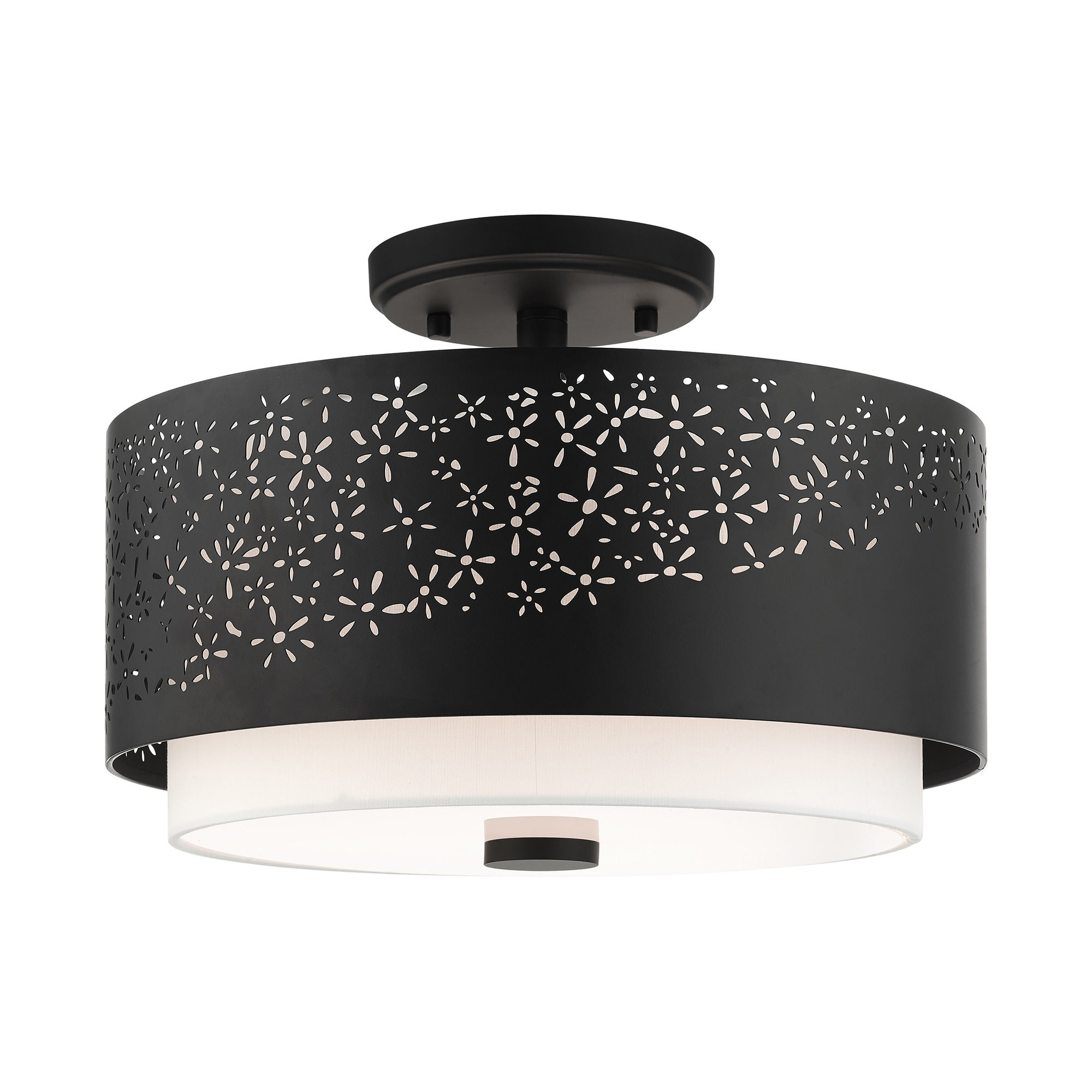 Livex Lighting 46268-04 Noria 3 -Light 15-in Matte Black Semi Flush Mount Light