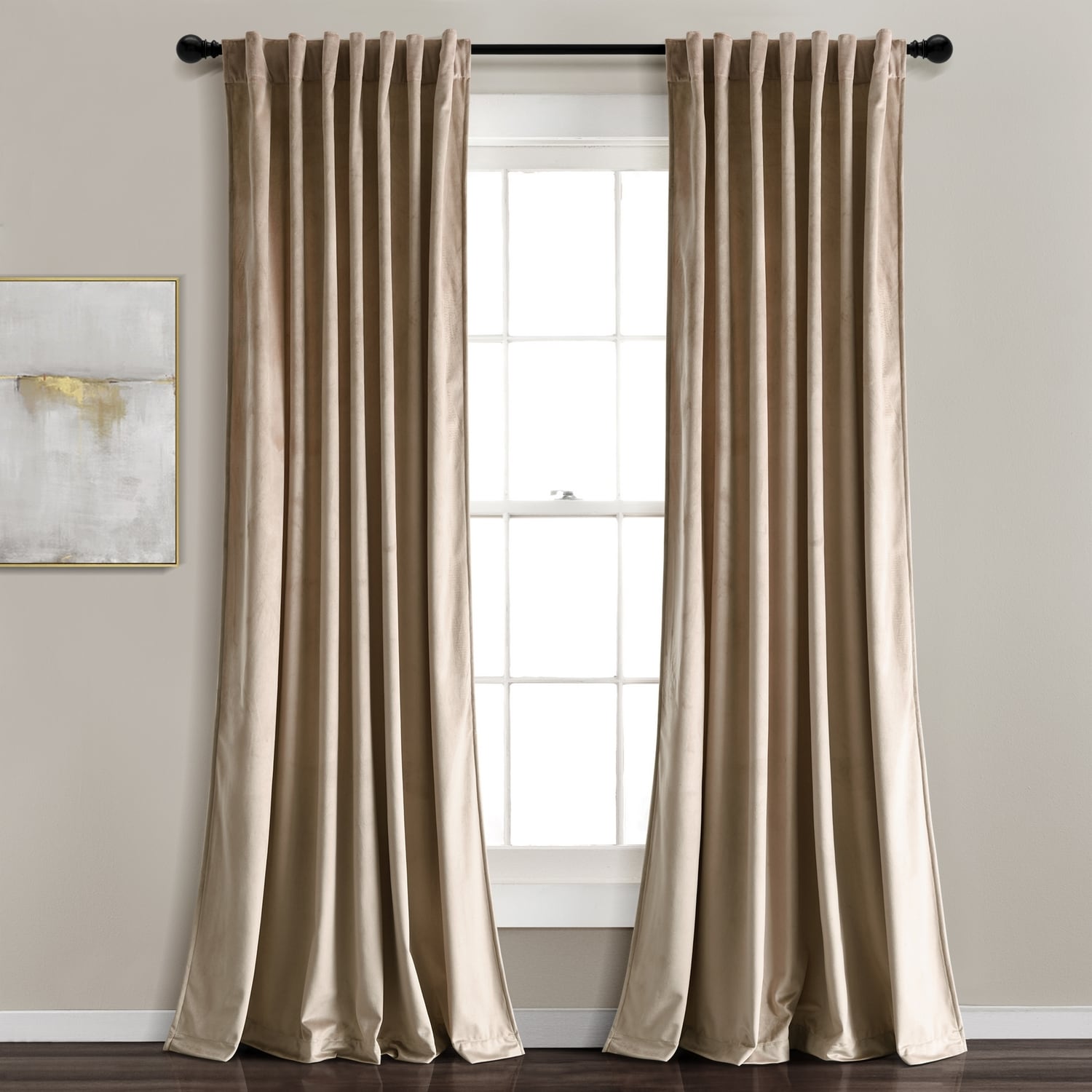 Lush Decor 21T012098 84-in Taupe Light filtering Back tab/Pinch pleat/Rod pocket Curtain panel pair