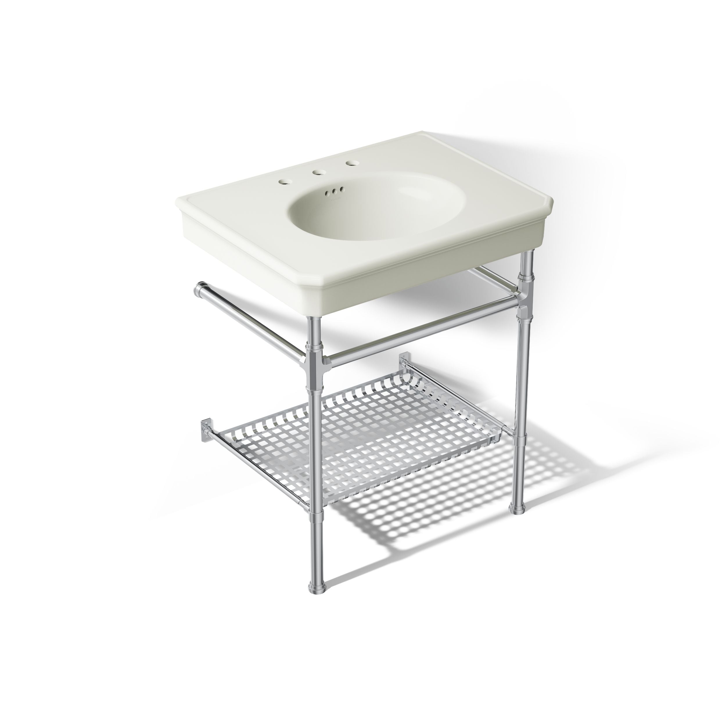 KOHLER Claude Fire Clay 22.5-in Vessel Rectangular Traditional Dune with Polished Chrome Bathroom Sink