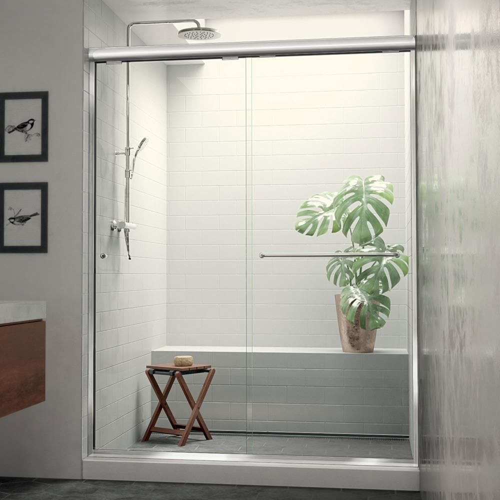 Arizona Shower Door ES54870CHCLL Euro Polished Chrome 46-in to 48-in W x 70.5-in H Semi-frameless Bypass Sliding Shower door 5/16-in Thick Clear Glass