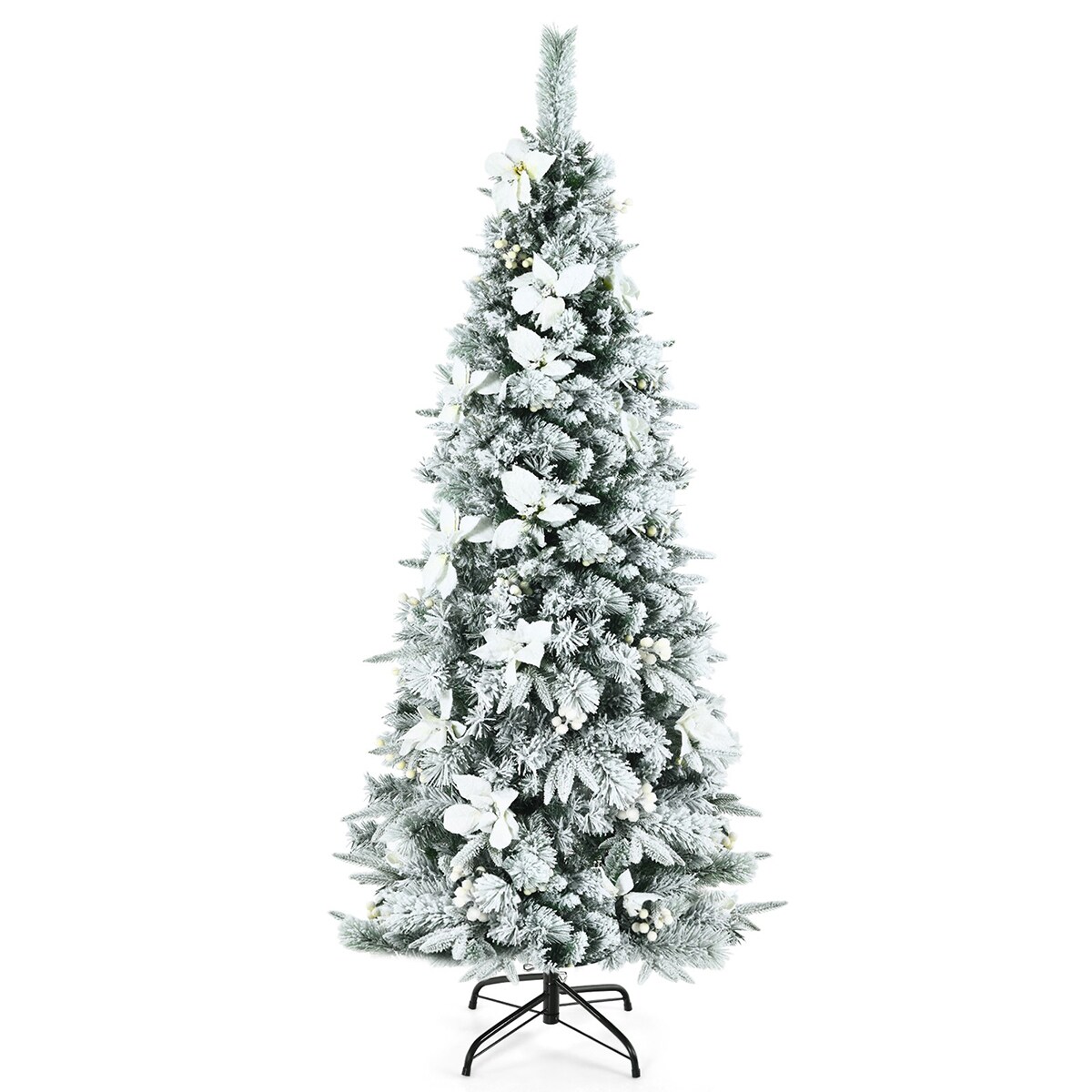 Forclover HYFASDCM05 9-ft Pre-lit Flocked Artificial Christmas Tree with LED Lights