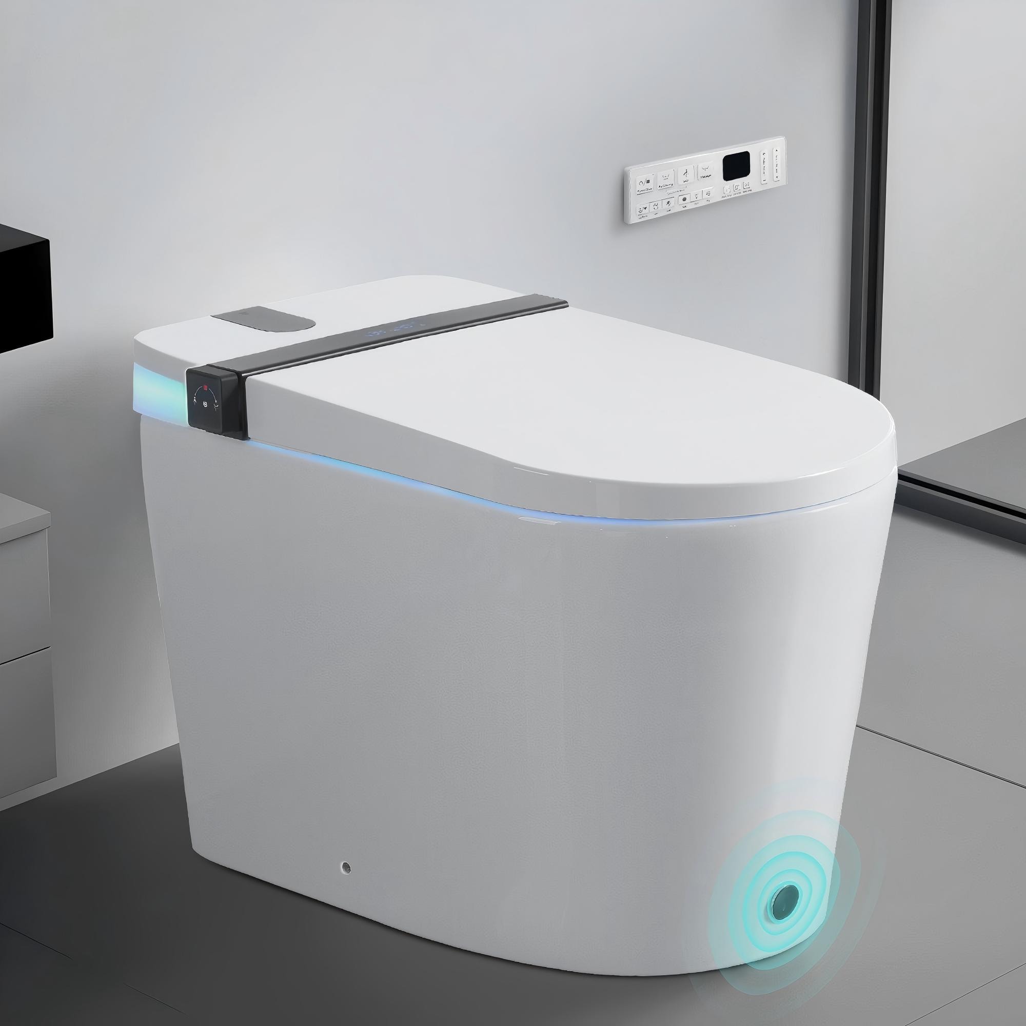 LOVMOR SF-WO-W3598P339248 Smart Toilet with Bidet Seat Auto OpenClose Foot Sensor LED Display Night Light Warm Water Dryer Side Knob