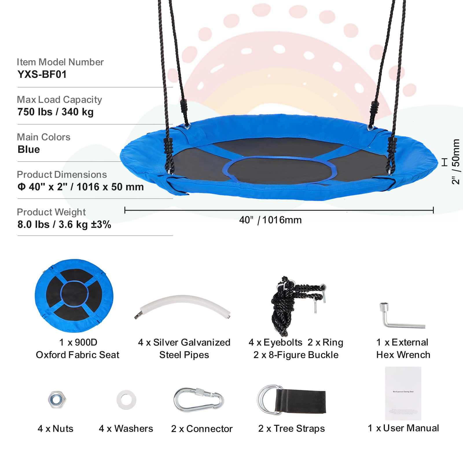 VEVOR LSFDQQLSFD409Q7D1V0 Playset-Swings - View #8
