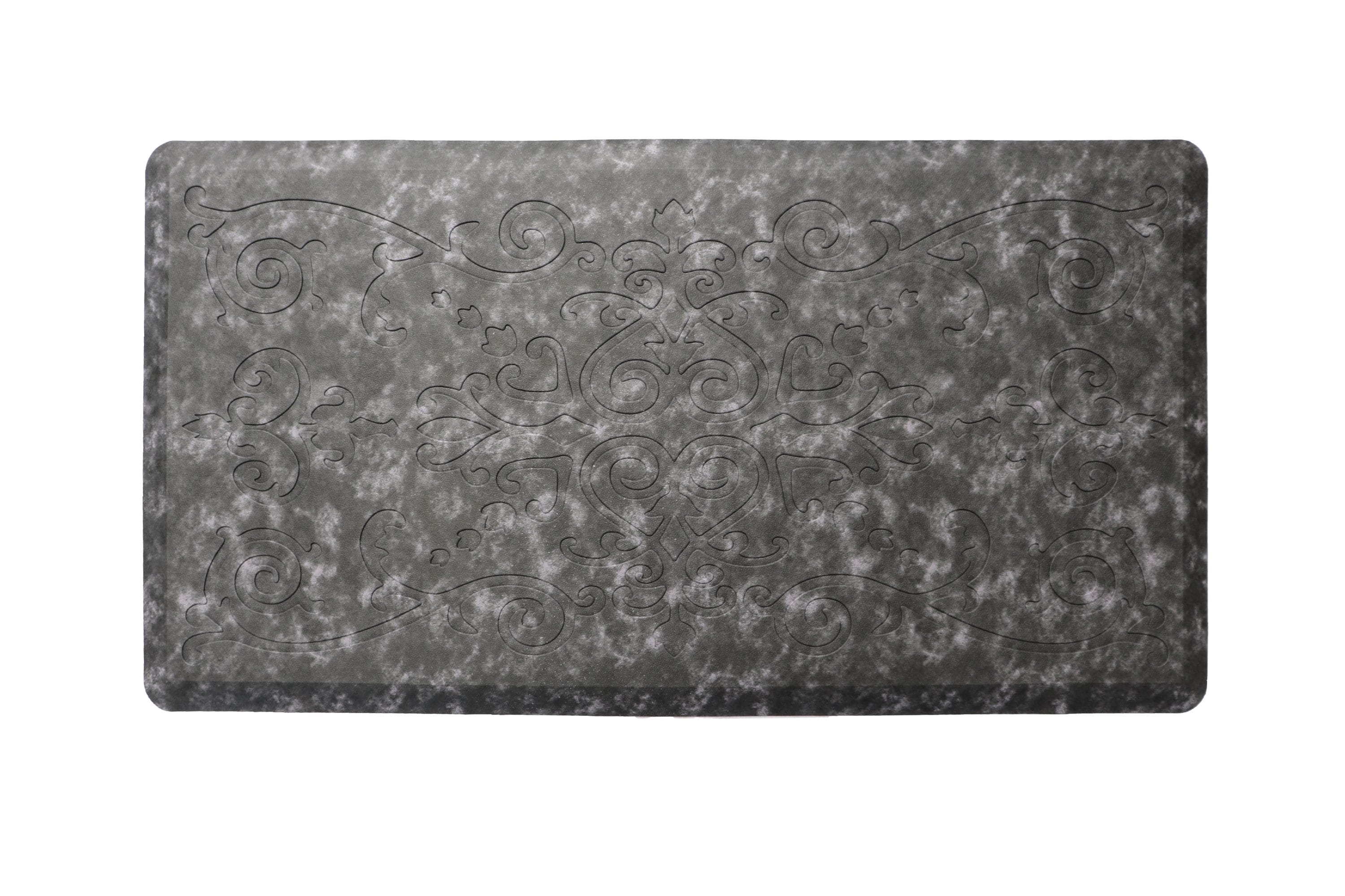 Gray Medallion Embossed Anti-Fatigue Cushioned Floor Mat