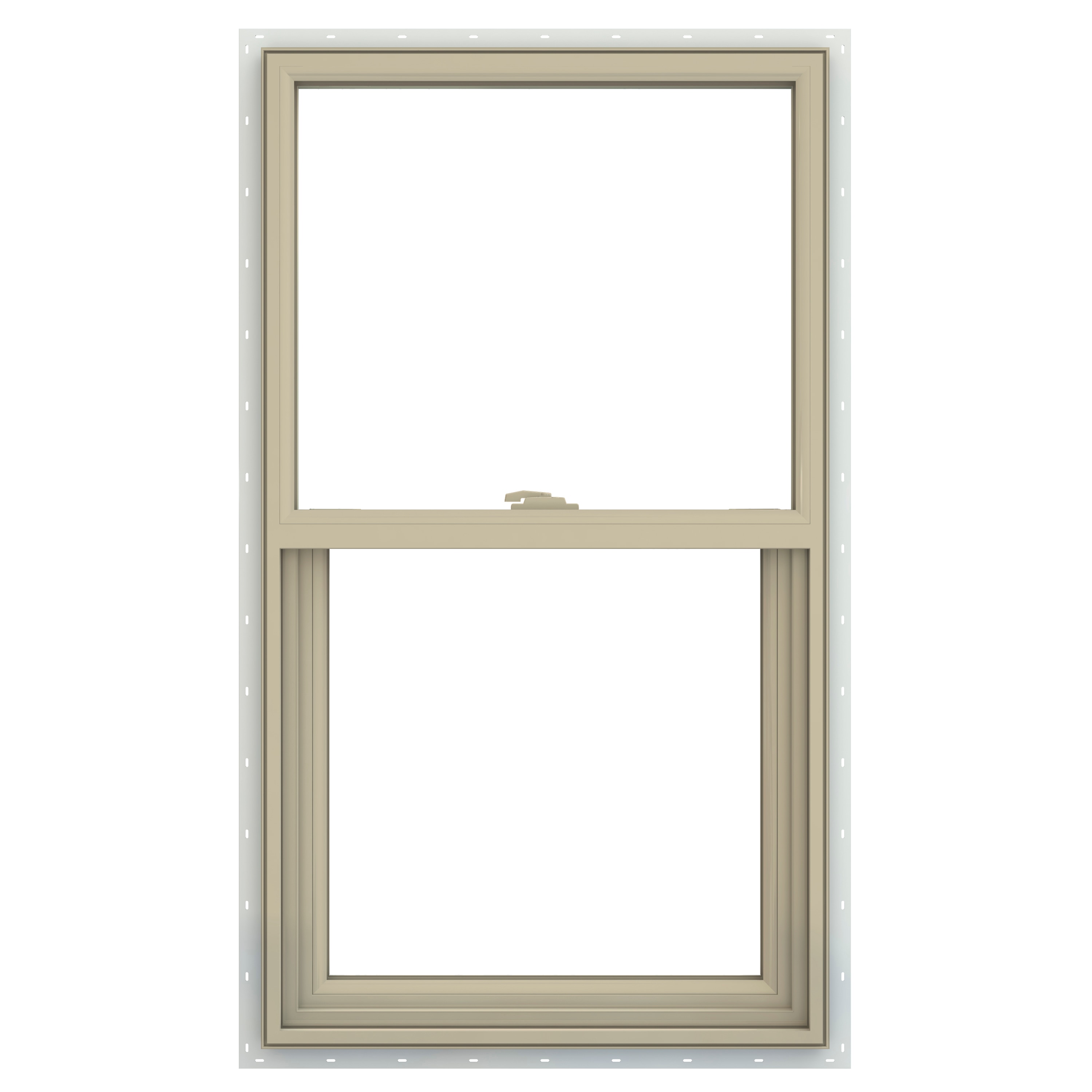 JELD-WEN LOWOLJW143800814 V-2500 25-1/2-in x 40-1/2-in Almond Exterior Vinyl New construction Single Hung Window Low-E argon Double Pane Glass (Full Screen Included)